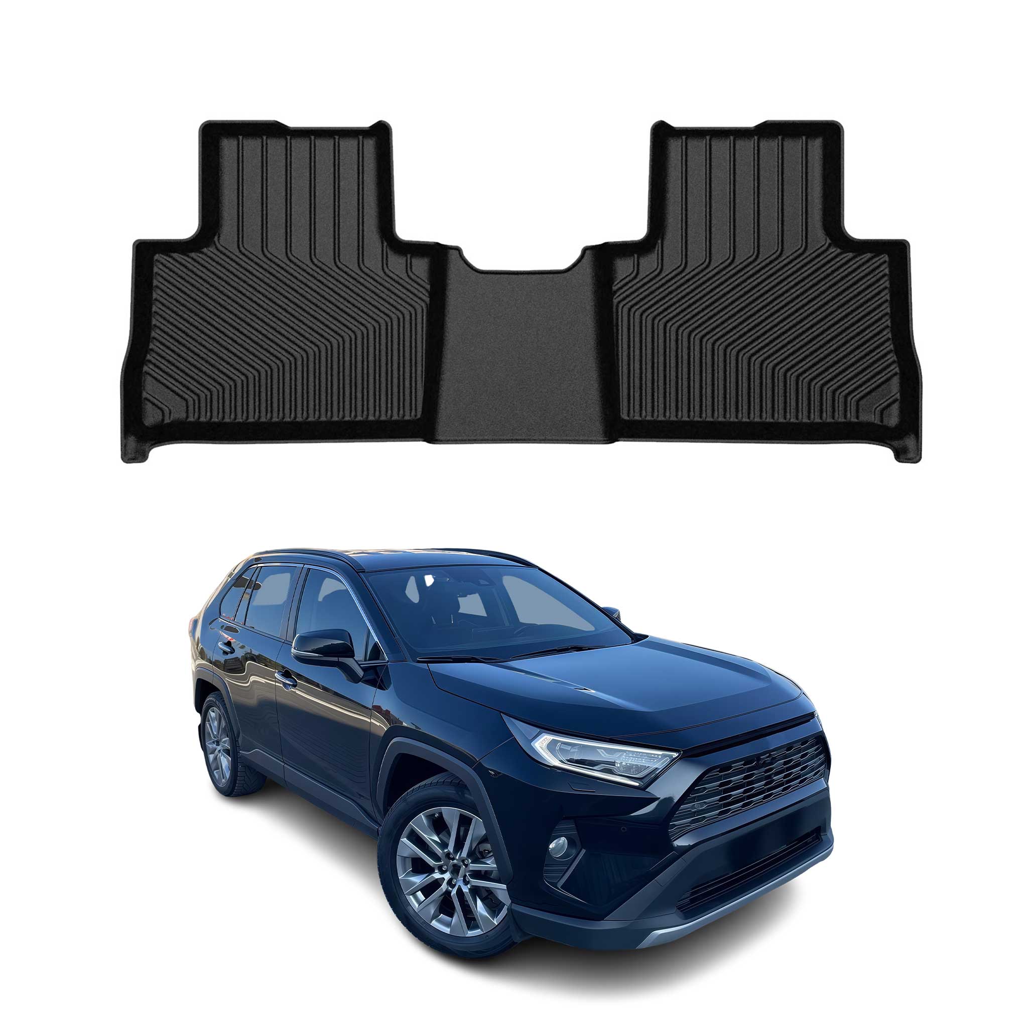 2019-2025 Toyota RAV4 Premium Floor Mats Liners Second Row Rear Black