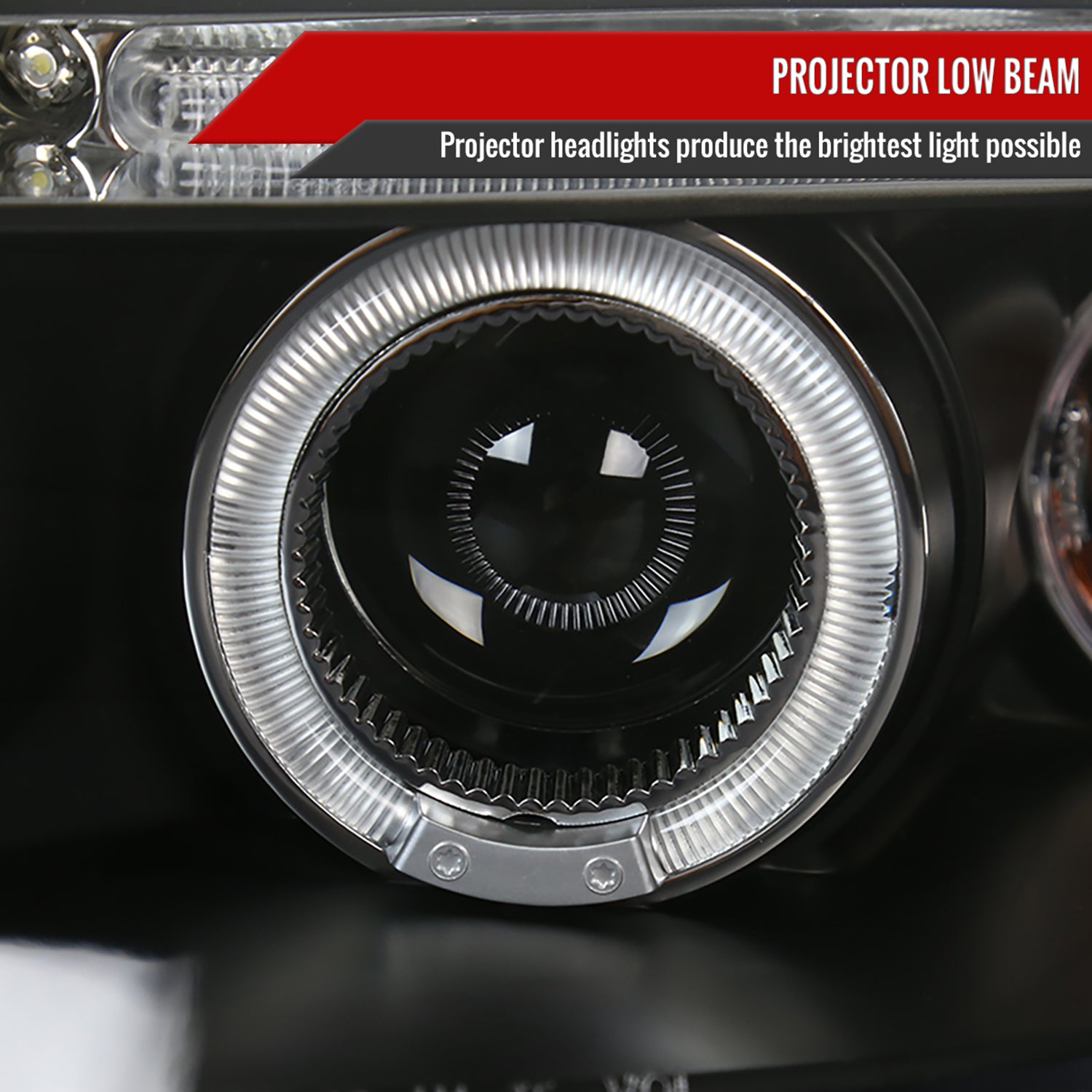 2004-2008 Chevy Aveo Dual Halo Projector Headlights Matte Black/Clear Lens