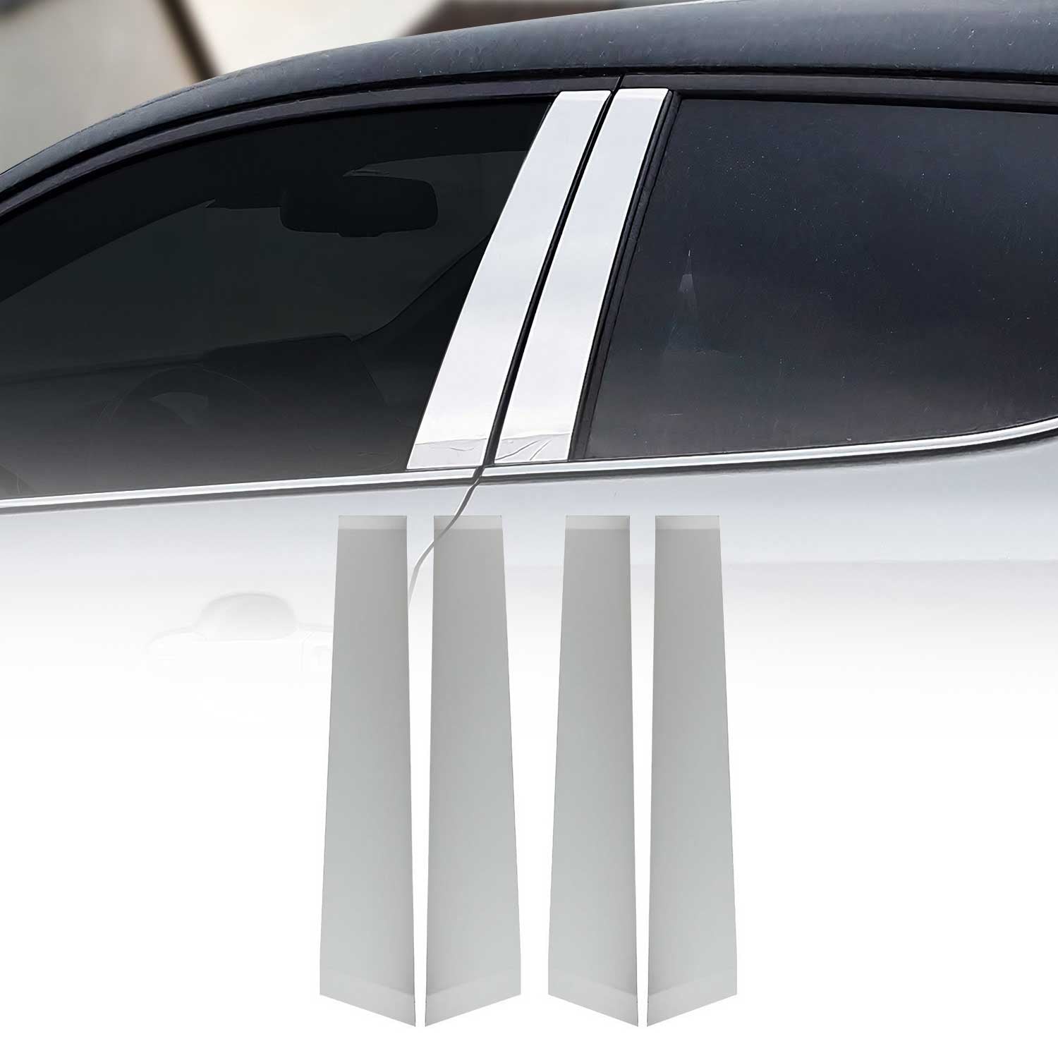 2018-2022 Toyota C-HR Window B Pillar Posts Door Trim Cover Stainless Steel Silver 4x