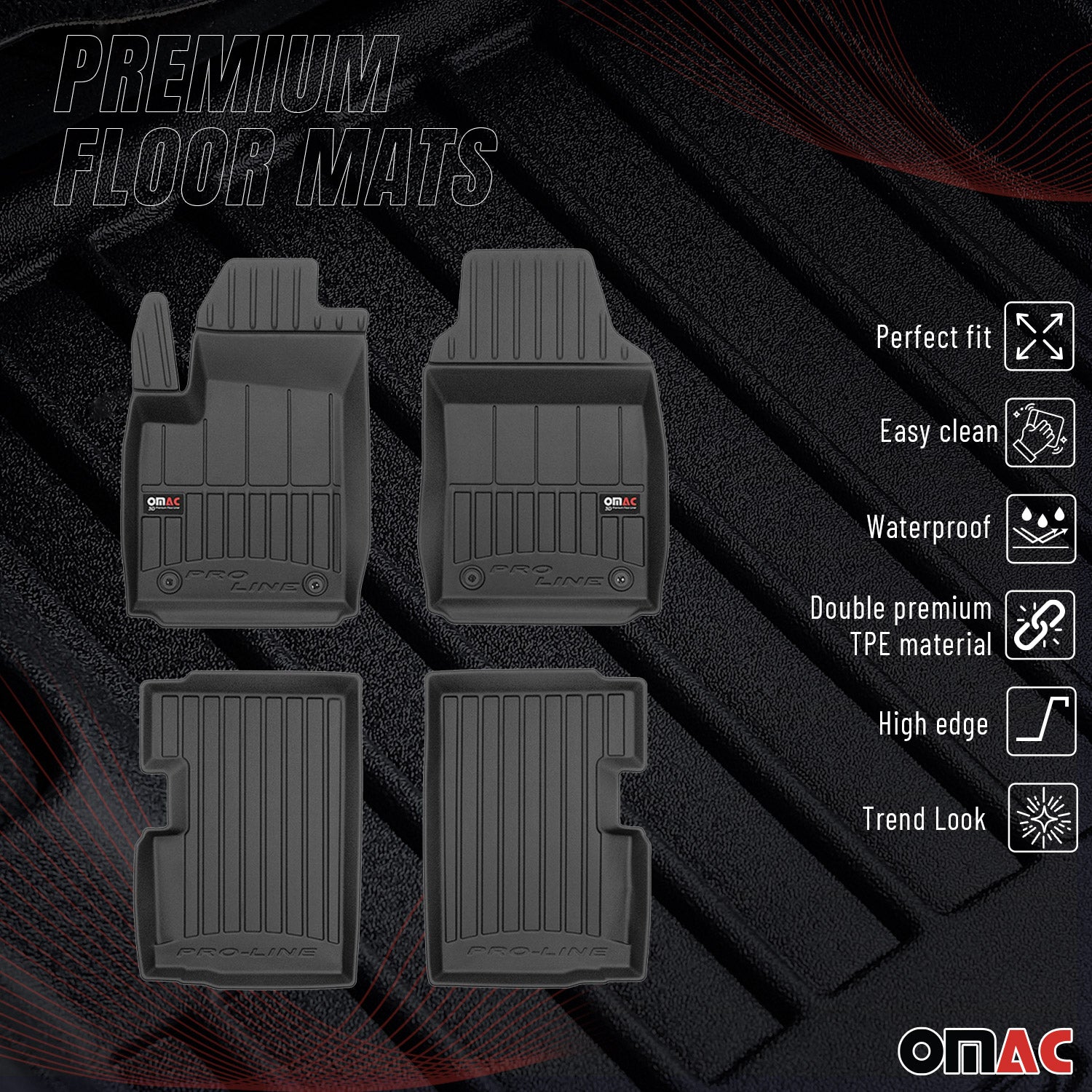 2012-2019 Fiat 500 Premium Floor Mats Liners Full Set All Weather Heavy Duty