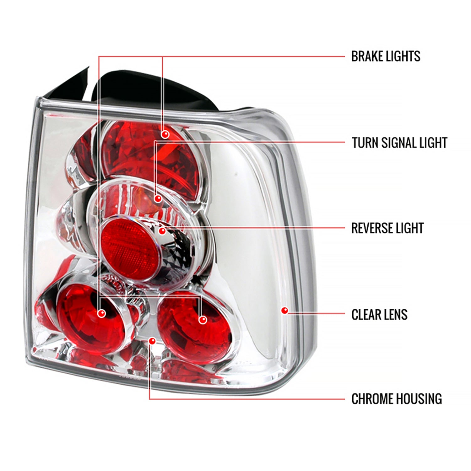 1998-2001 VW Passat Sedan Tail Lights Chrome Housing/Clear Lens