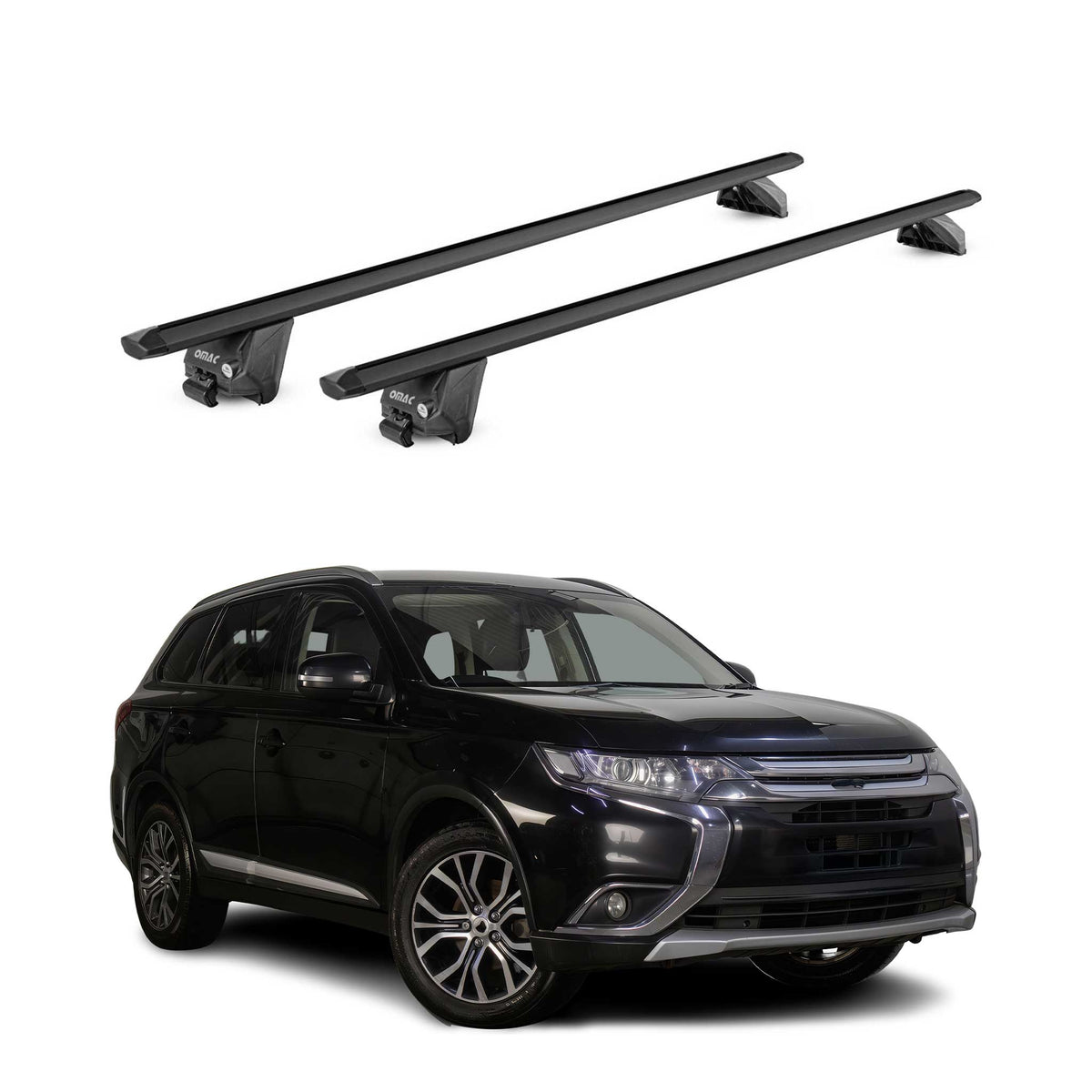 Roof Rack Cross Bars Carrier for Mitsubishi Outlander 3.gen 2014-2021 Black 2x