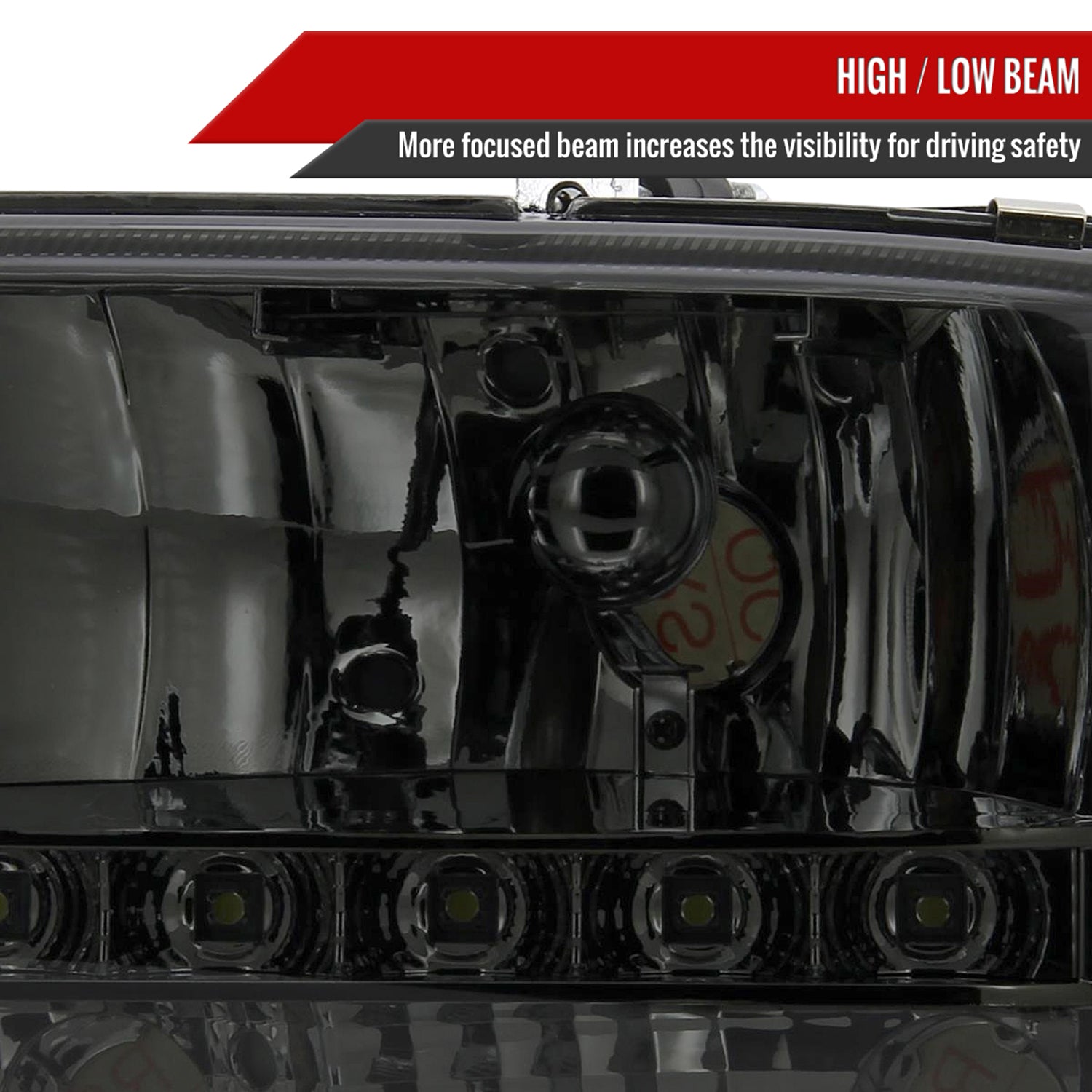 1997-2004 Dodge Dakota/ Durango LED Light Factory Crystal Headlights Smoked