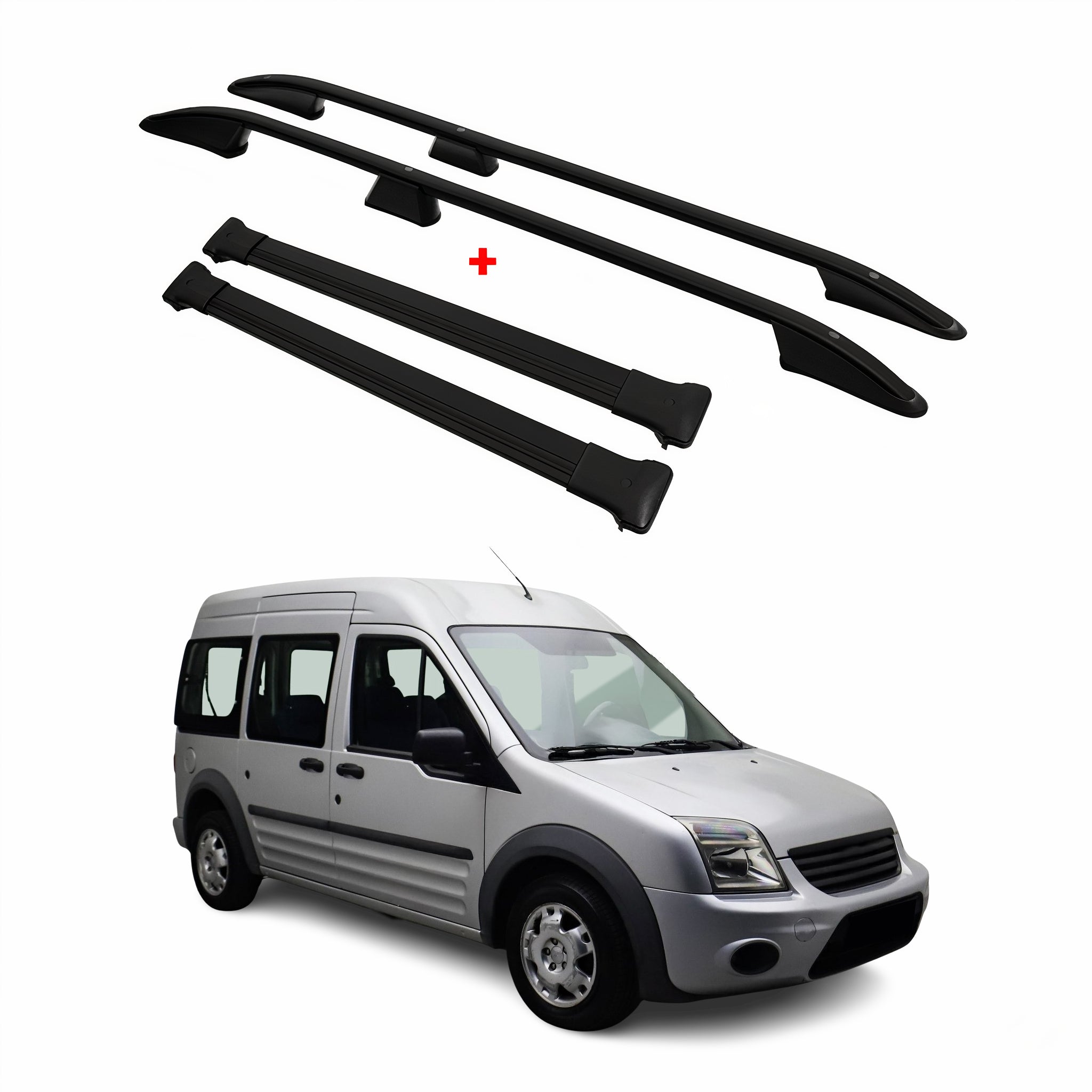 2010-2013 Ford Transit Connect Long Roof Racks & Roof Rack Rails Black
