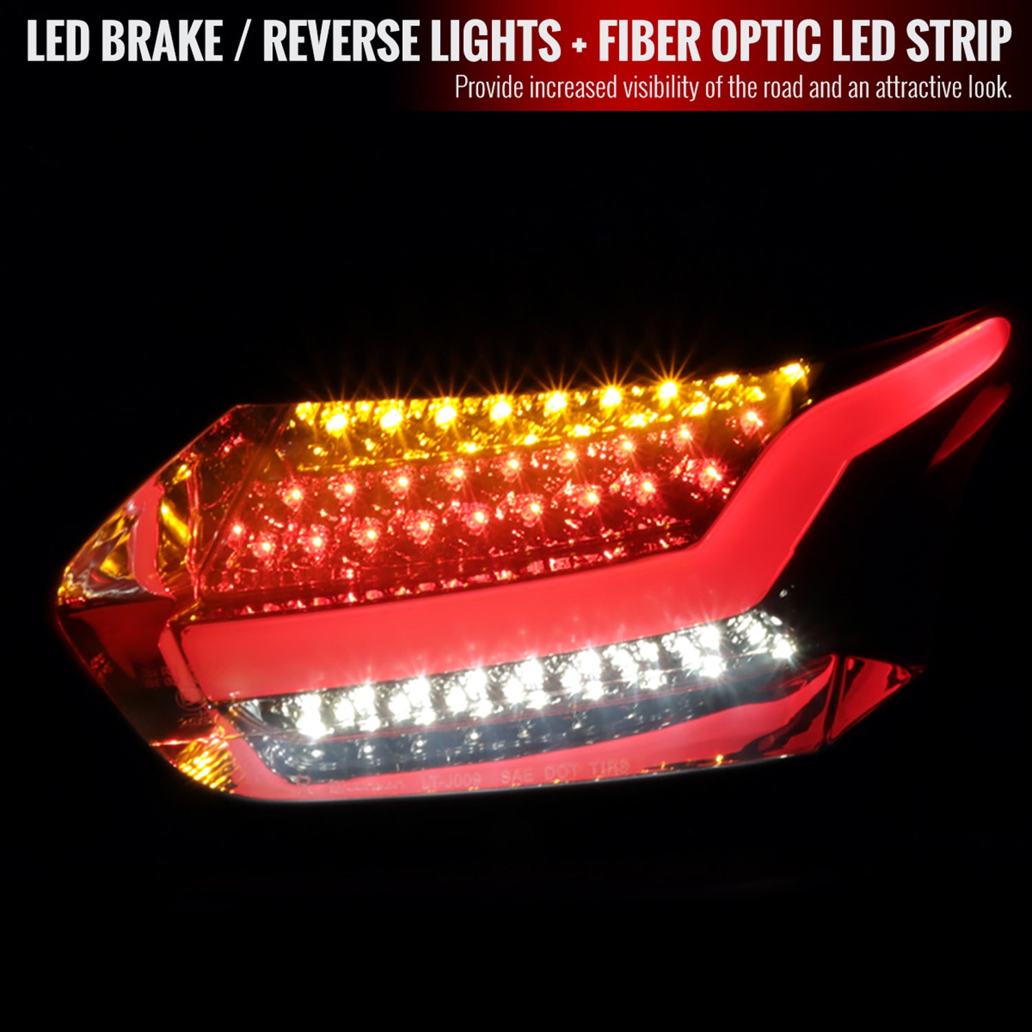 2015-2019 Ford Focus Hatchback LED Tail Lights Chrome Housing/Smoke Lens