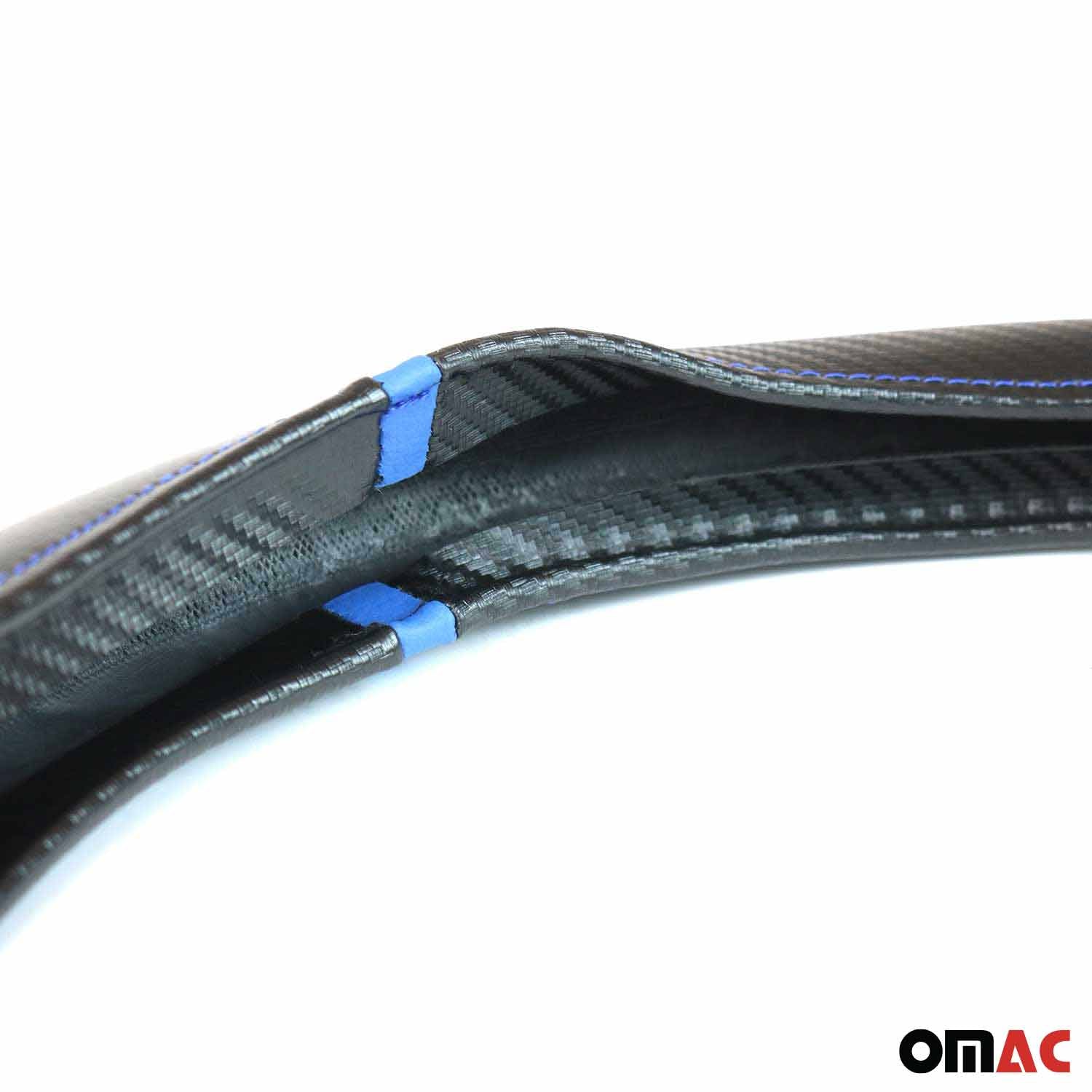 14.5-15.5’’ Steering Wheel Cover Blue Stripe Leather Anti-slip Breathable