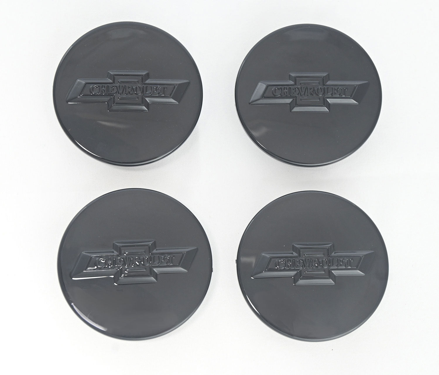 2013-2024 Chevrolet Malibu Licensed Wheel Cap Emblem Set Gloss Black 4Pcs ABS Plastic