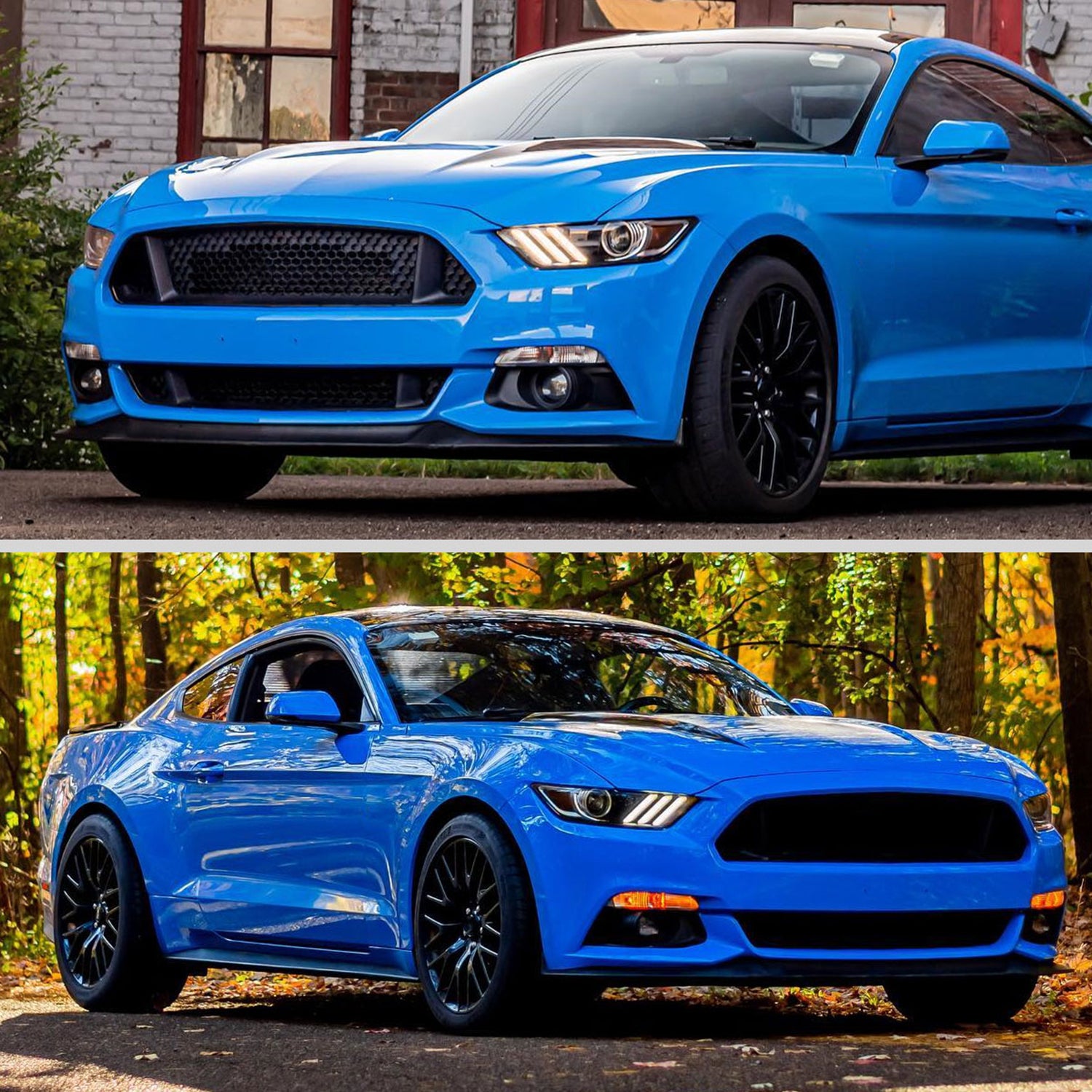 2015-2017 Ford Mustang / 18-2020 Shelby Strip LED Xenon HID Headlights Black