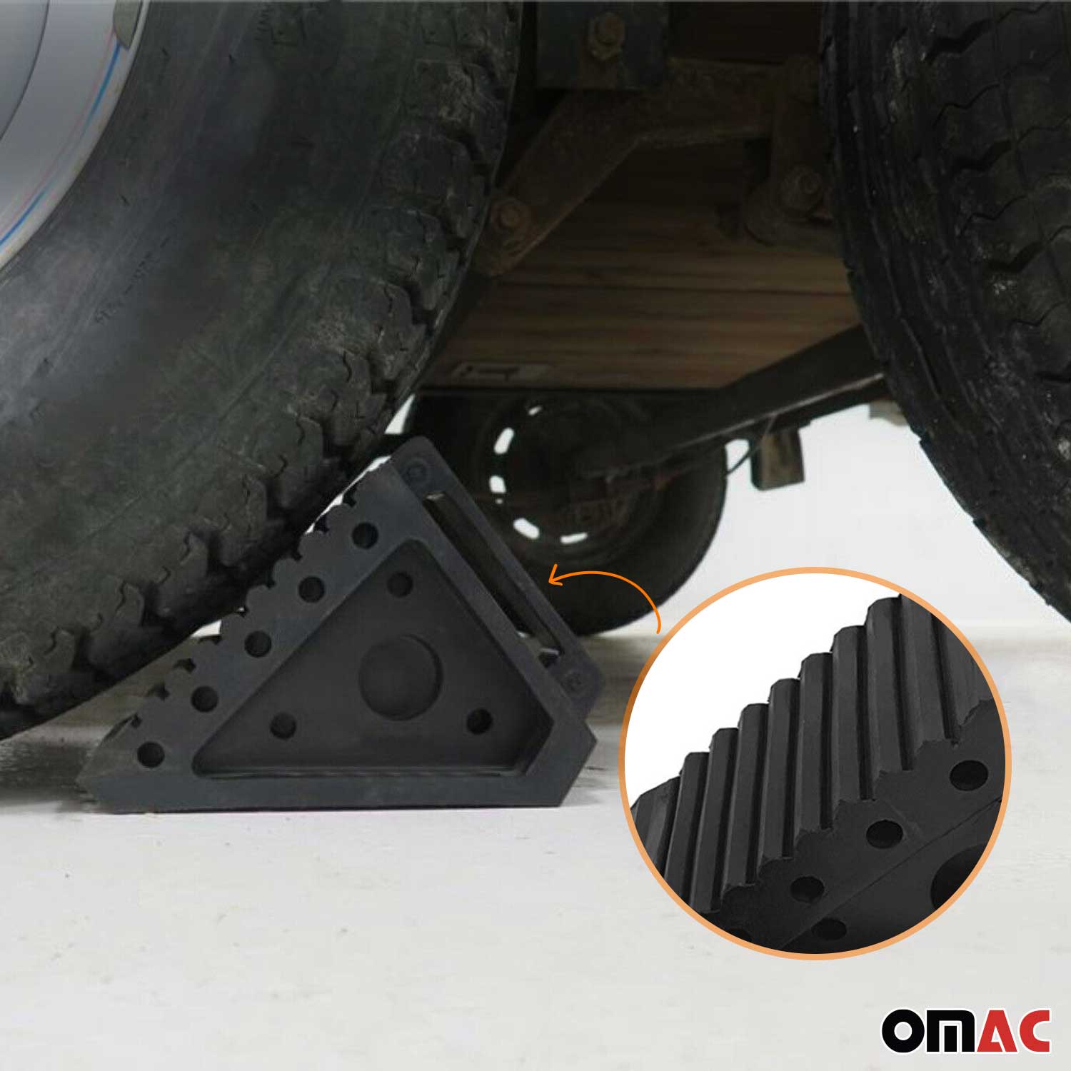 Wheel Tire Chock Blocks Heavy Duty Solid Ribbed Rubber Car Truck & Trailer