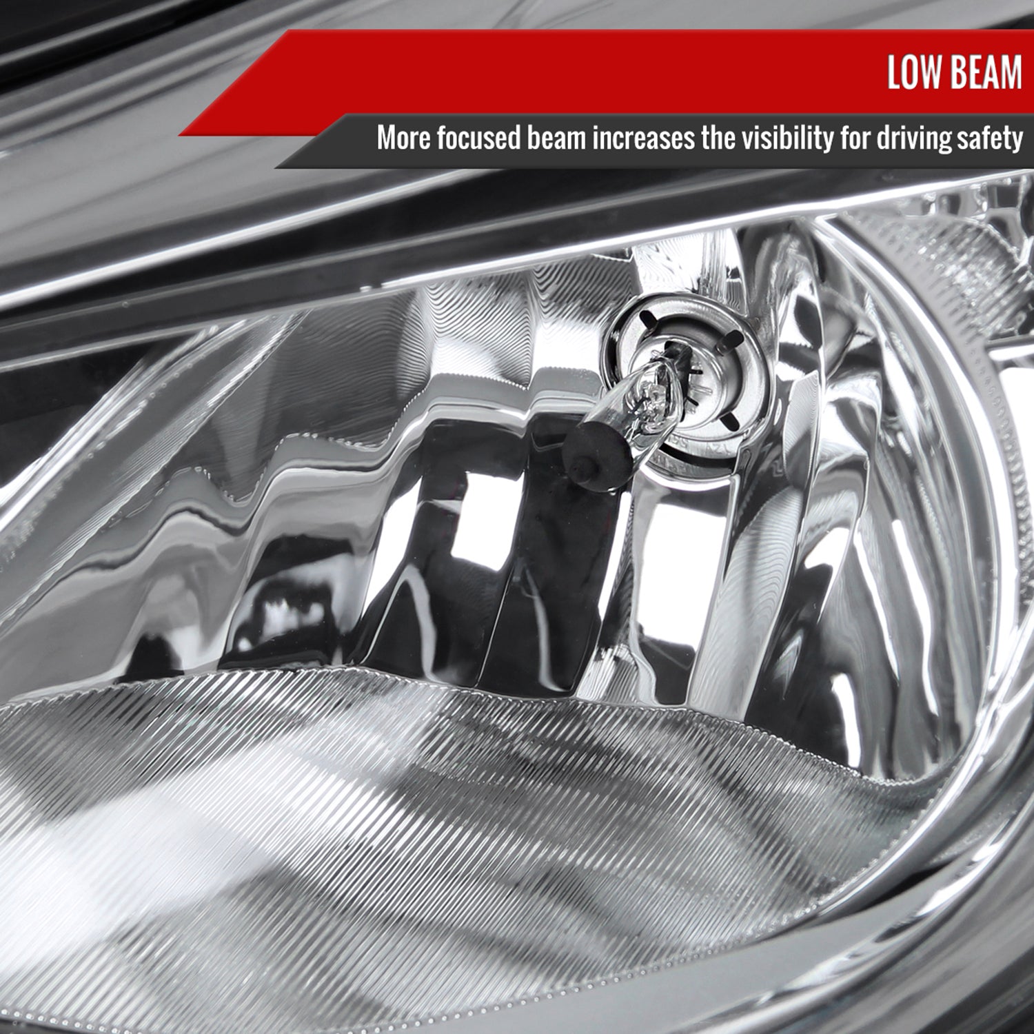 2012-2014 Ford Focus Factory Style Headlights w/ Amber Reflectors Chrome/Clear