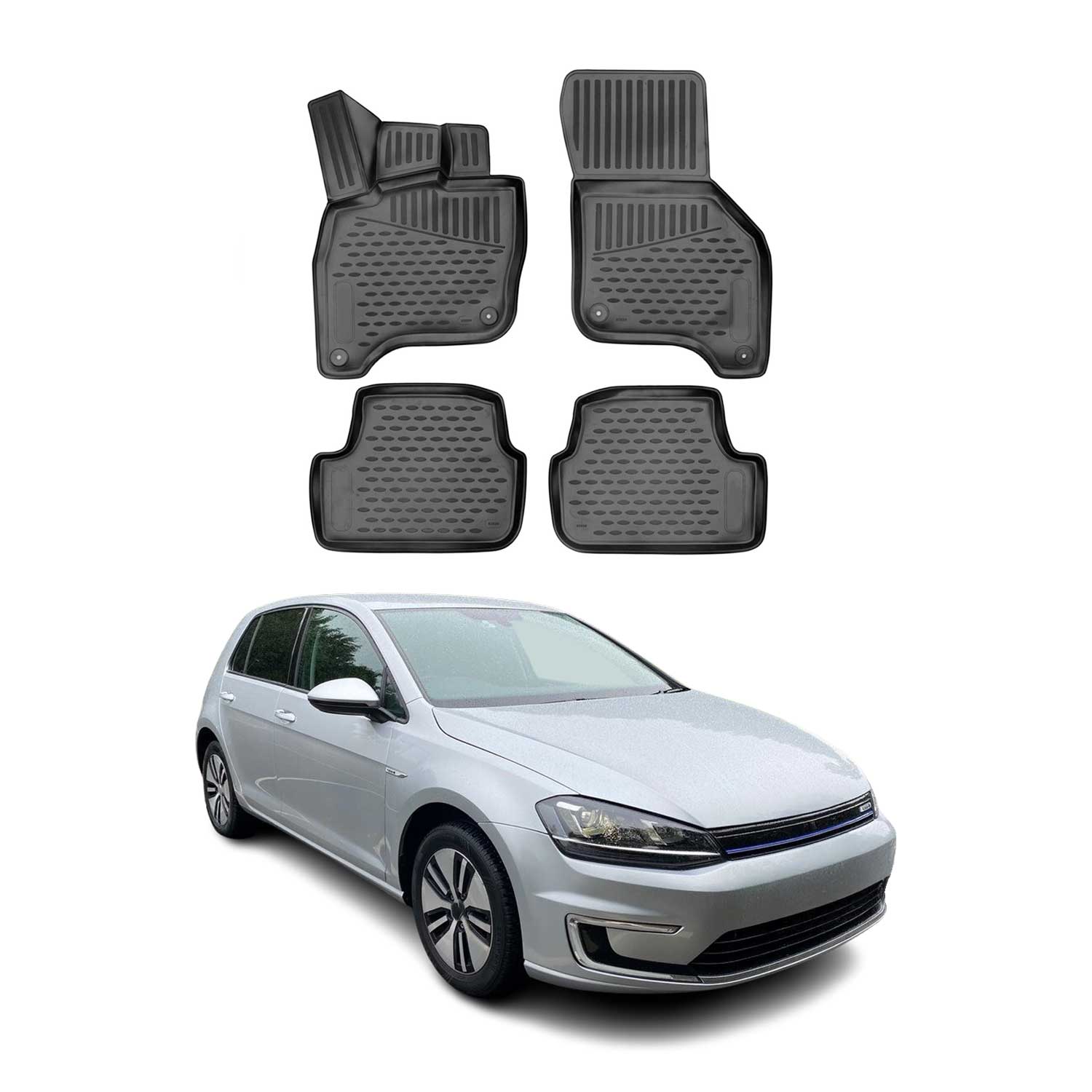 2015-2019 VW e-Golf Floor Mats Liners Full Set All Weather Black
