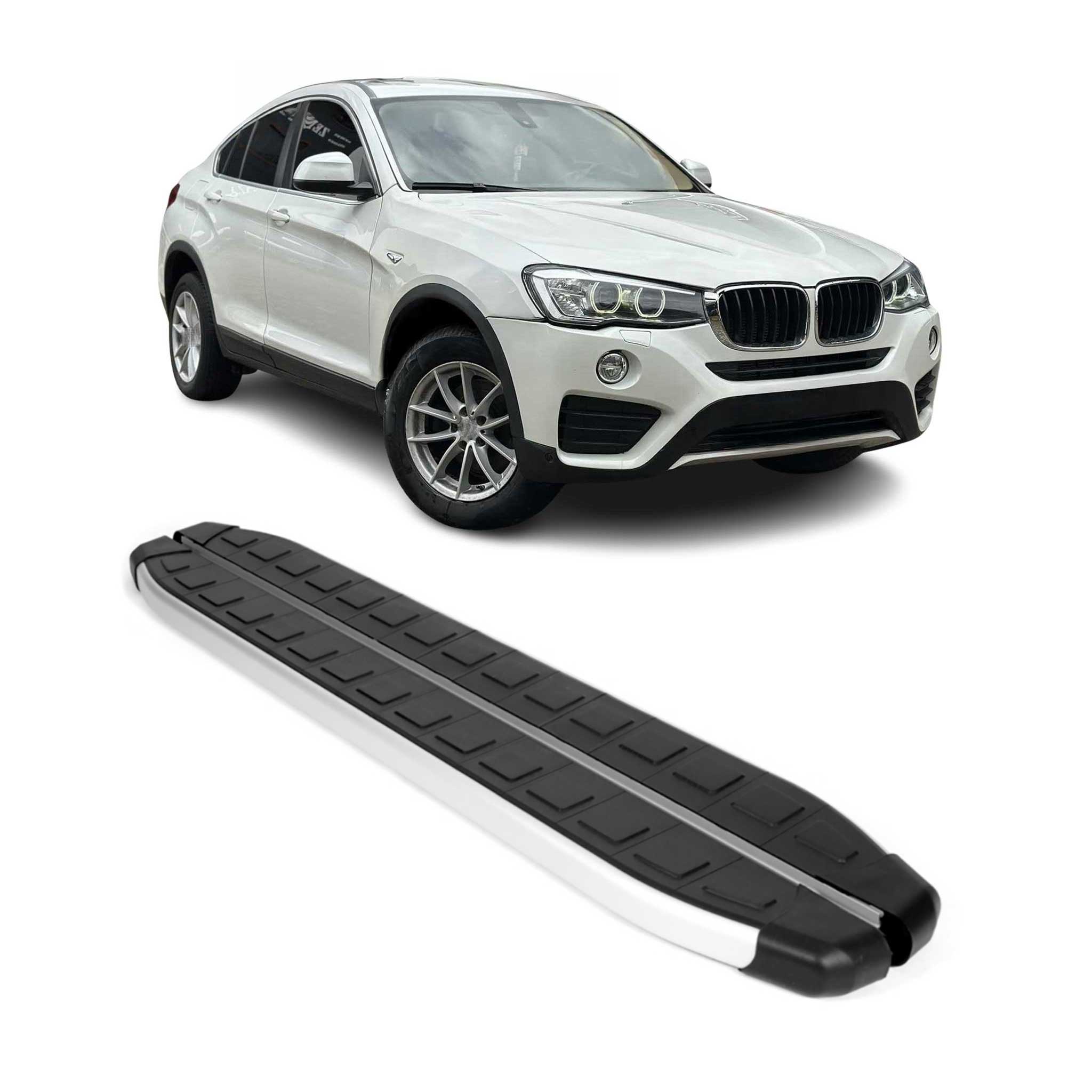 2015-2018 BMW X4 F26 Running Boards Side Steps Silver & Black