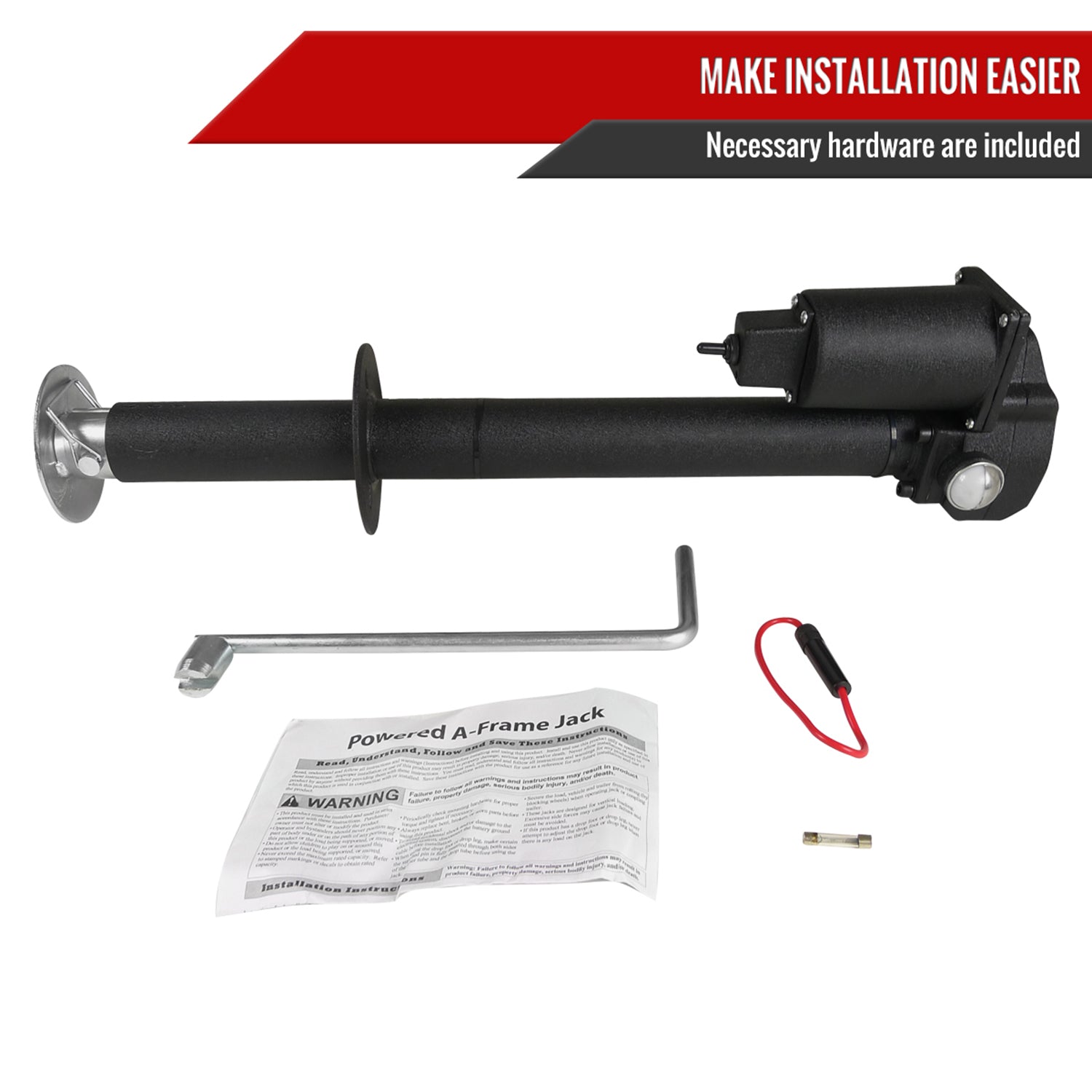 3500LB Universal 12V Electric Tongue Jack for RV Trailer & Camper LED Side Light