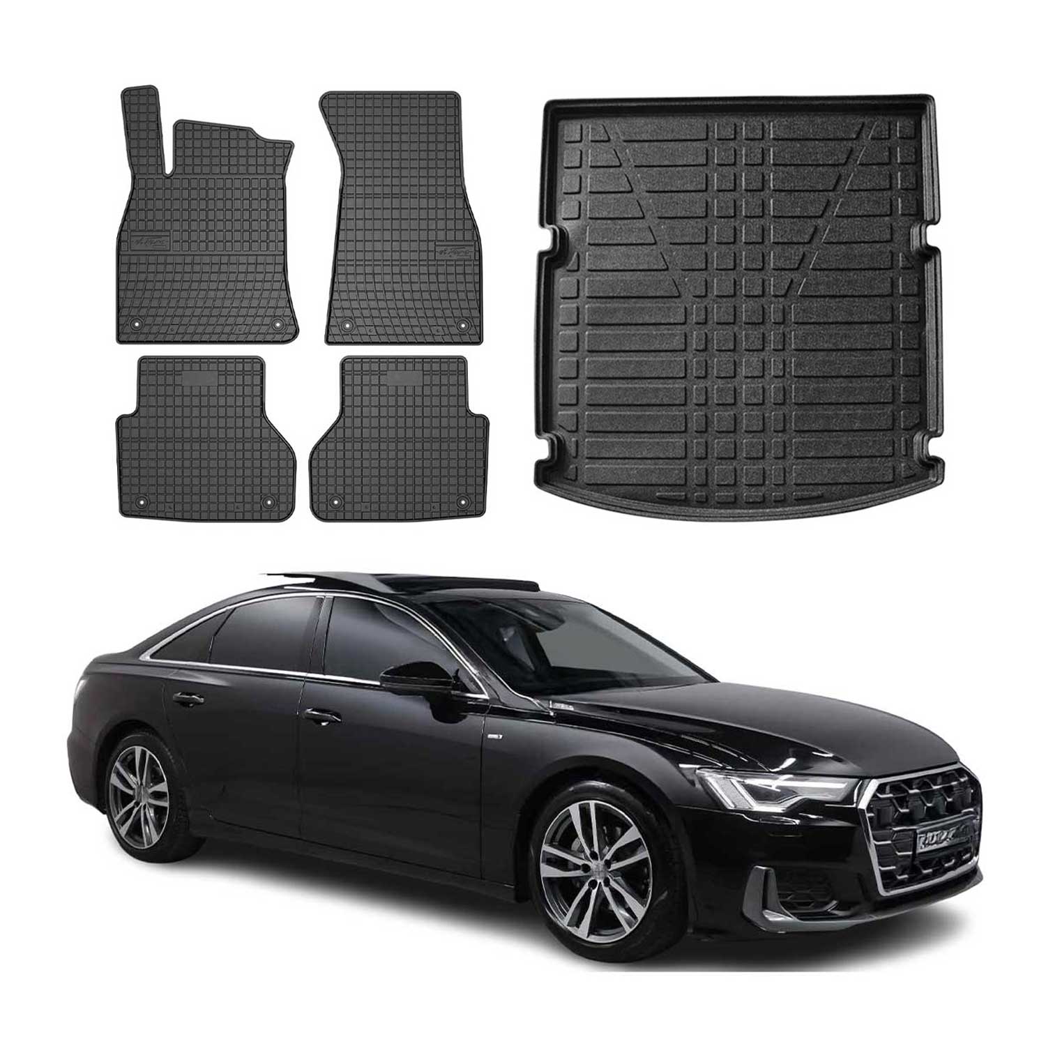 2019-2024 Audi A6 Sedan Floor Mats & Cargo Liner Full Set All Weather Black