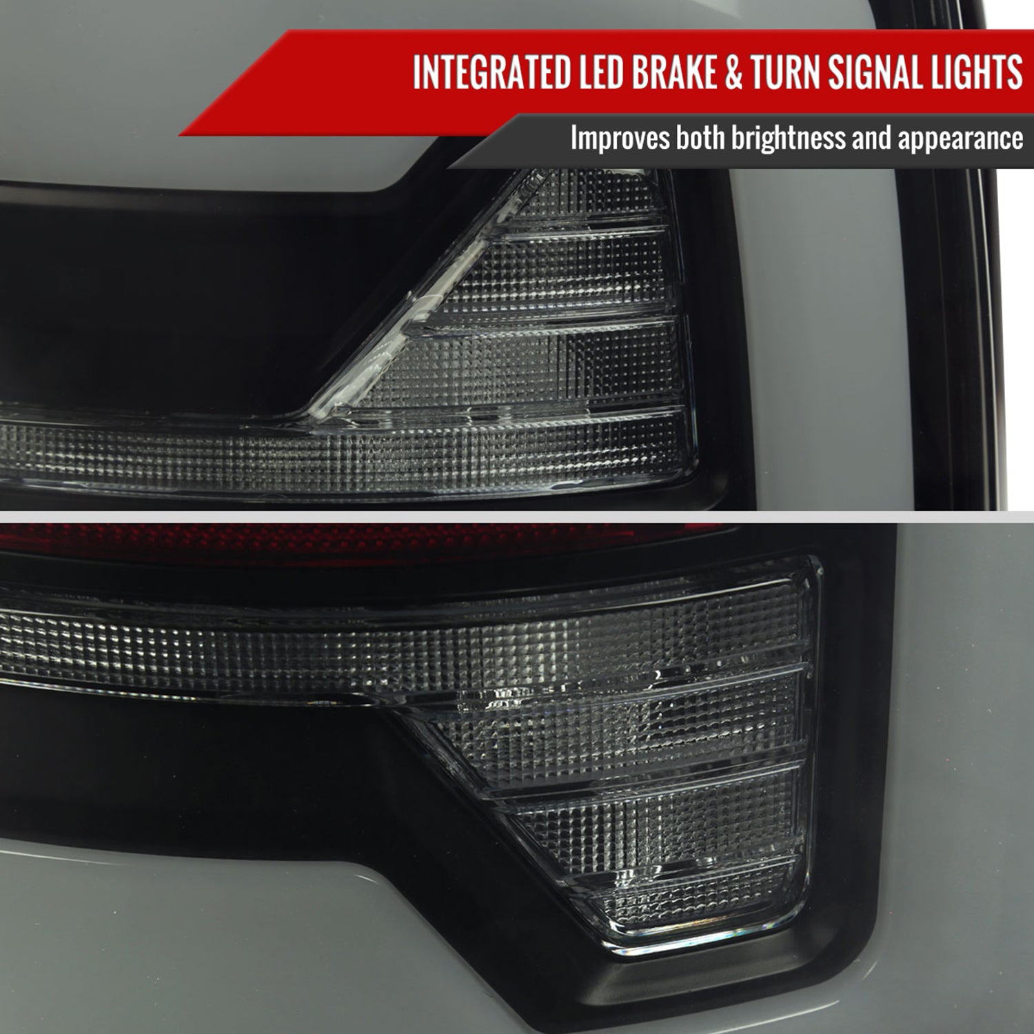 2007-2009 Dodge RAM 1500/2500/3500 White LED Bar Tail Lights Matte Black/Smoke