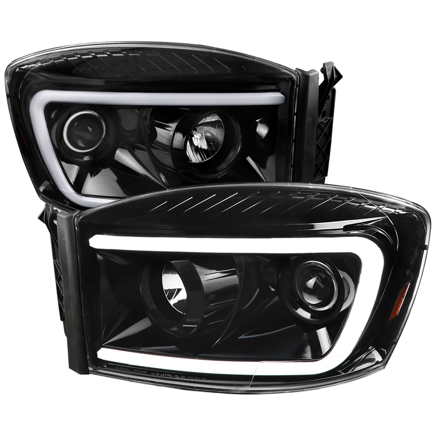 2006-2008 Dodge RAM 1500/ 06-2009 2500 3500 LED Projector Headlights Jet Black