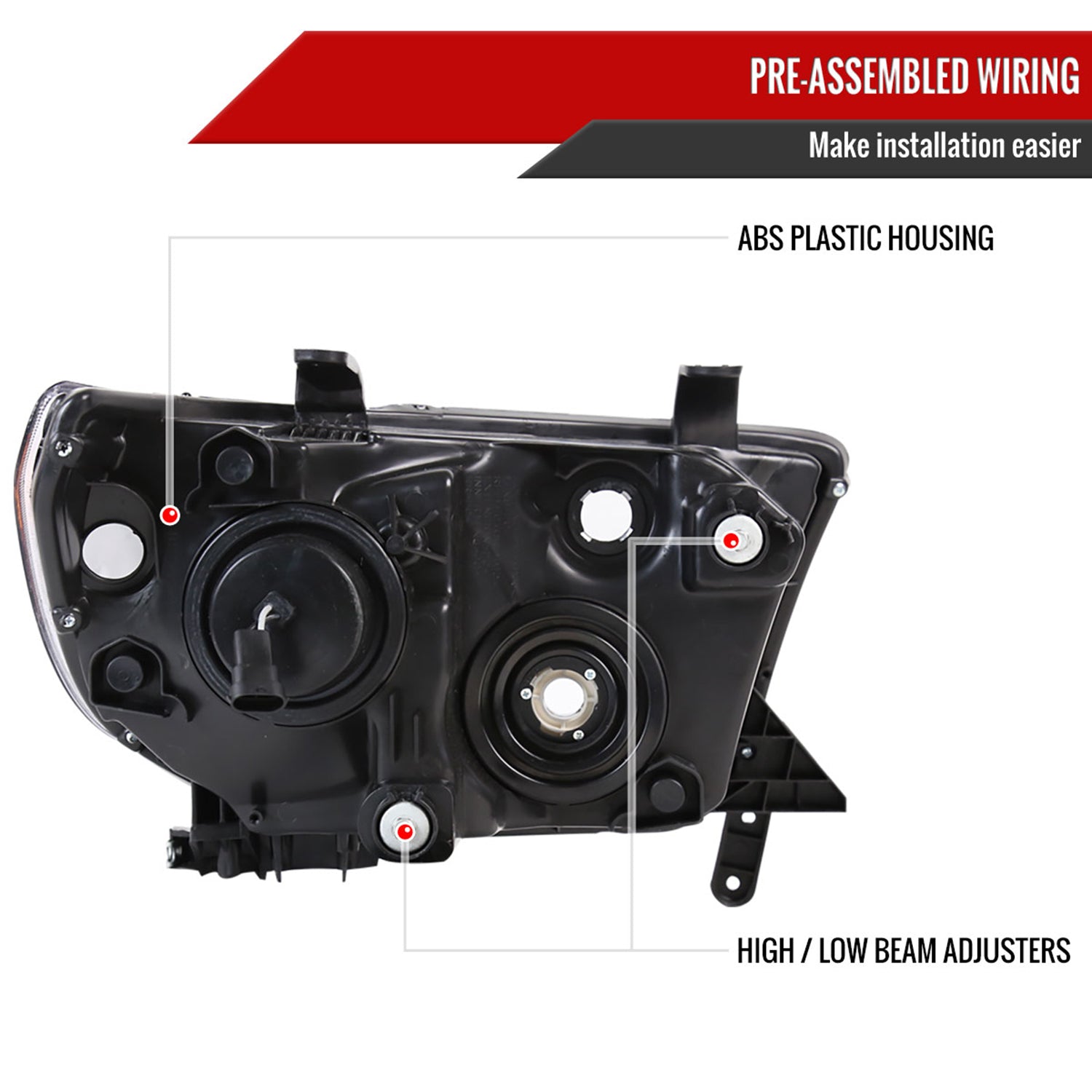 2007-2014 Toyota Tundra/Sequoia Retro Projector Headlights Matt Black/Clear