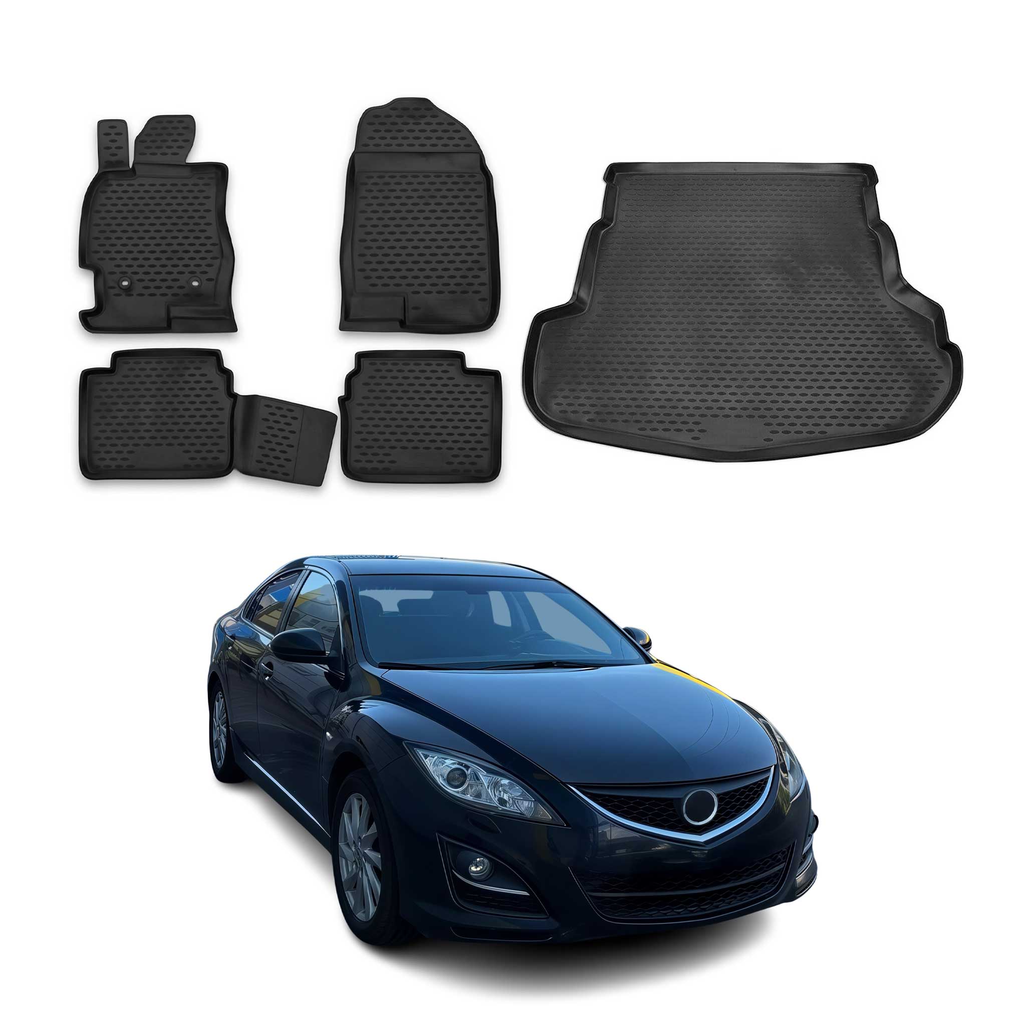 2009-2013 Mazda 6 Floor Mats & Cargo Liner Full Set All Weather Black