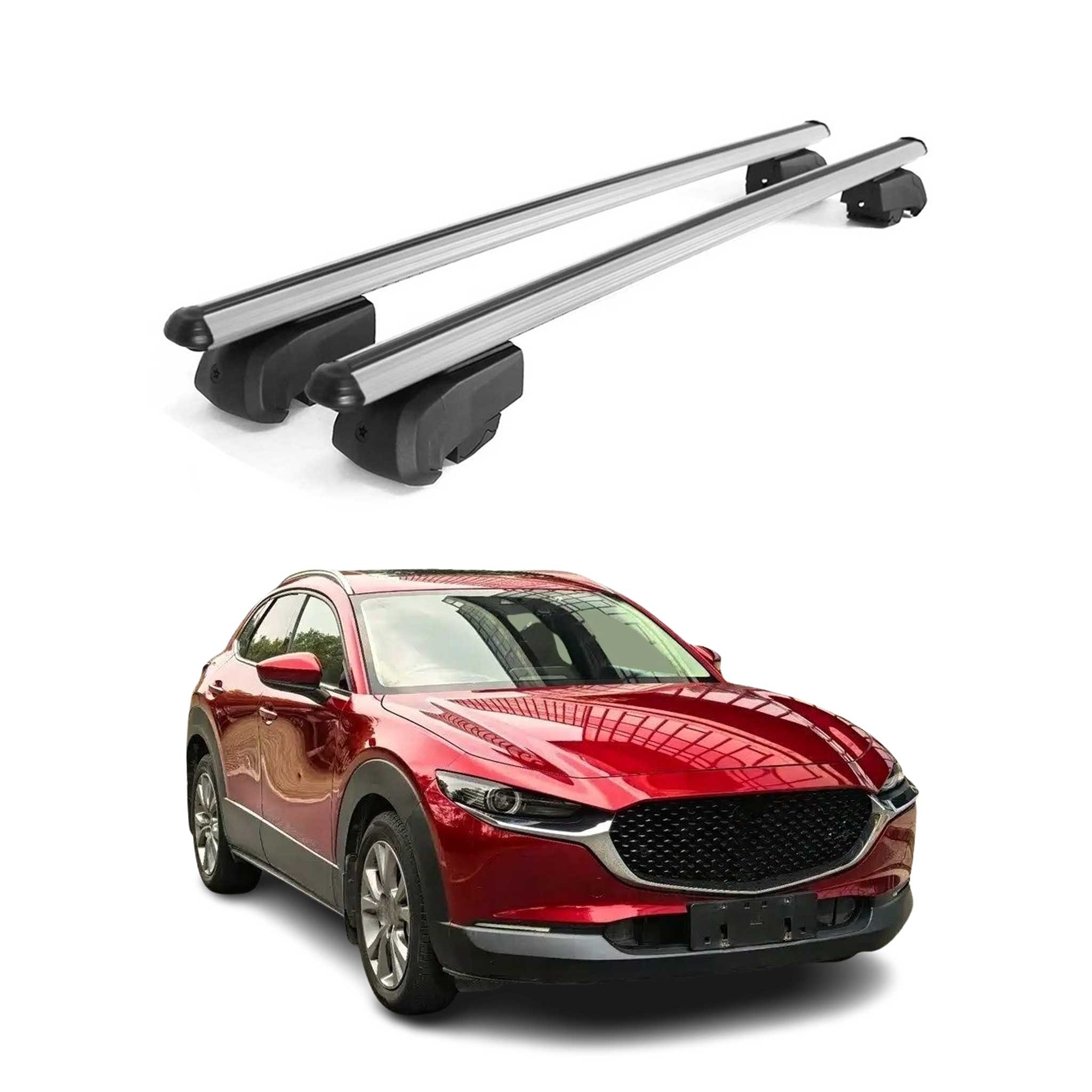2020-2025 Mazda CX-30 Roof Rack Cross Bars Luggage Carrier Alu Silver 2 Pcs