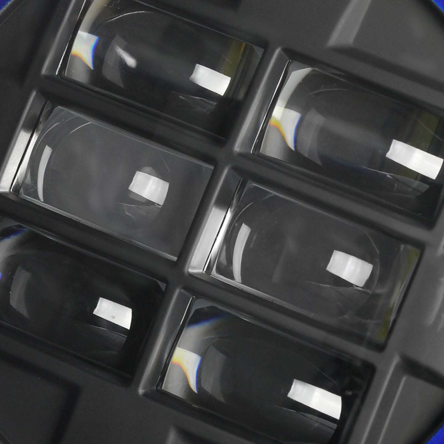 Universal 7" Round Cree LED Blue Rim Halo Projector Headlights - 2PC Matt Black