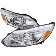 2012-2014 Ford Focus Projector Headlights LED Light &Turn Signal Lights Chrome
