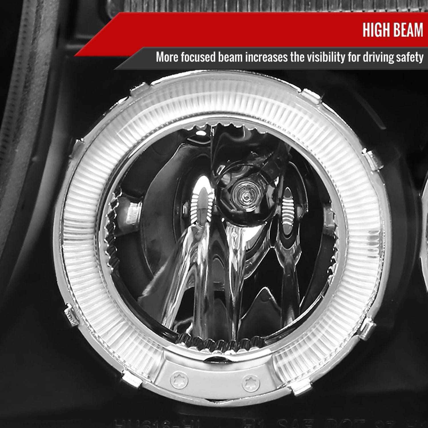 1997-2004 Dodge Dakota/ 1998-2003 Durango Dual Halo Projector Headlights Black