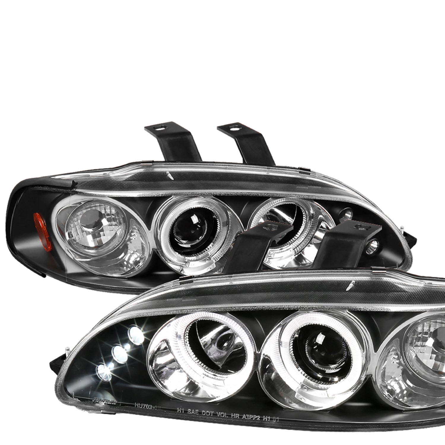 1992-1995 Honda Civic Dual Halo Projector Headlights Matte Black/Clear Lens