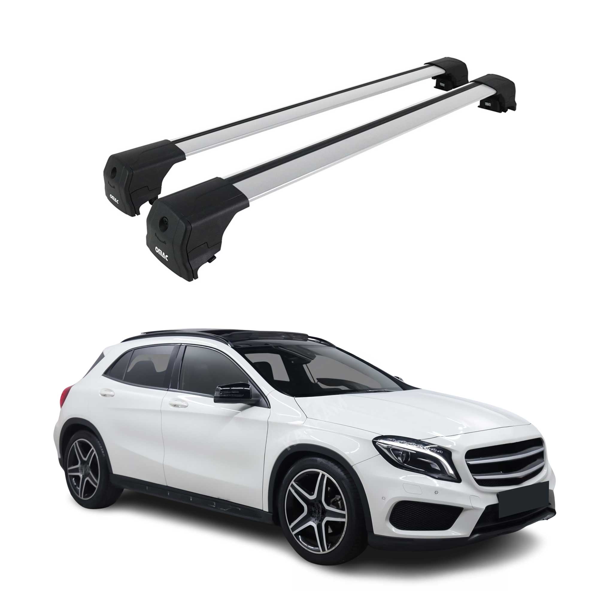 2015-2019 Mercedes GLA Class X156 Roof Rack Cross Bars Silver