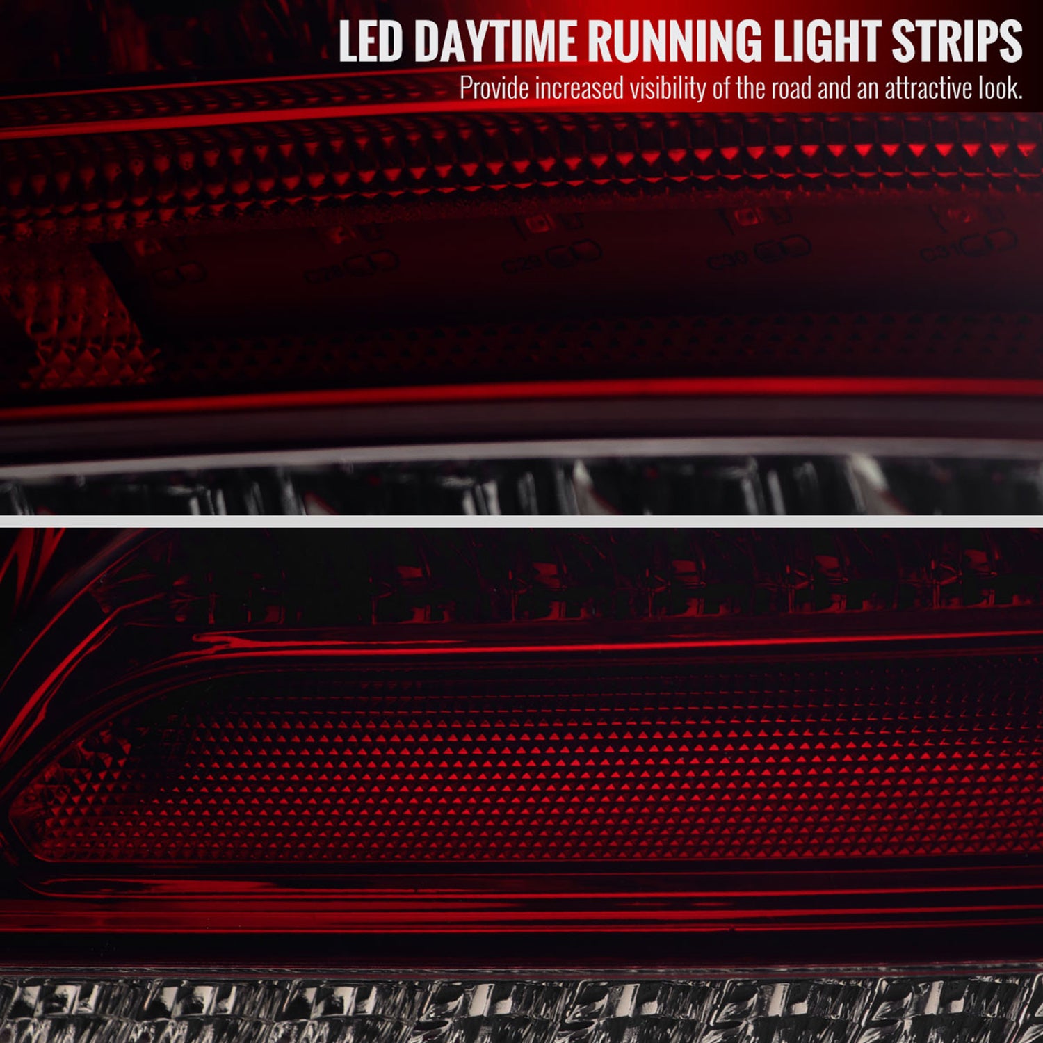 2001-2004 Mercedes Benz W203 C-Class Signal LED Tail Lights Chrome/Red Smoke