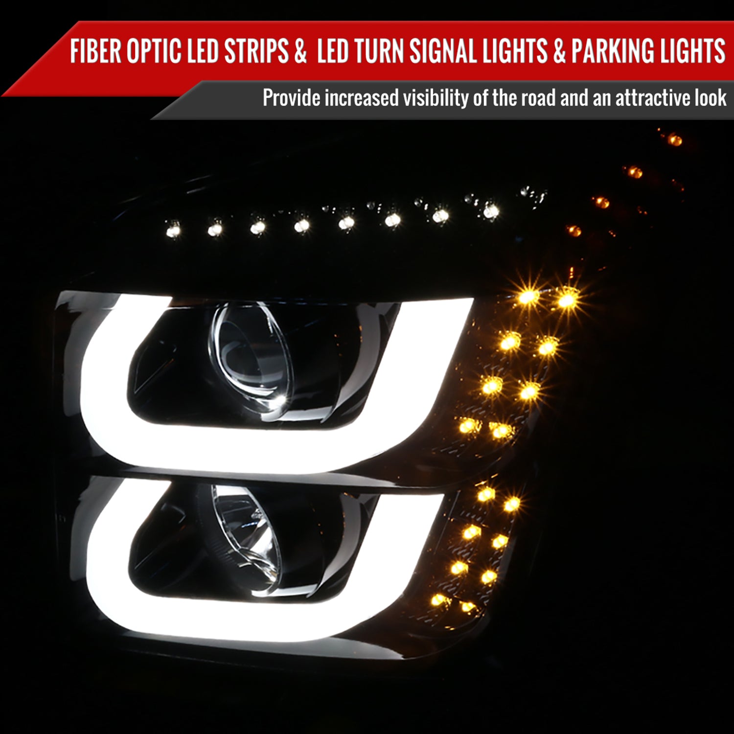 2015-2020 GMC Yukon/Yukon XL LED U-Bar Headlights LED Signal Lights Smoke