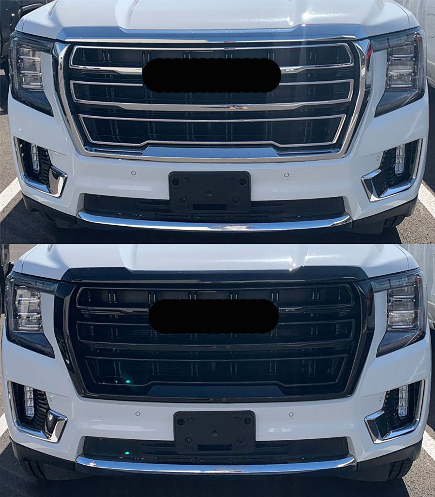 2021-2024 GMC Yukon Grille Overlay Gloss Black 5Pcs ABS Plastic