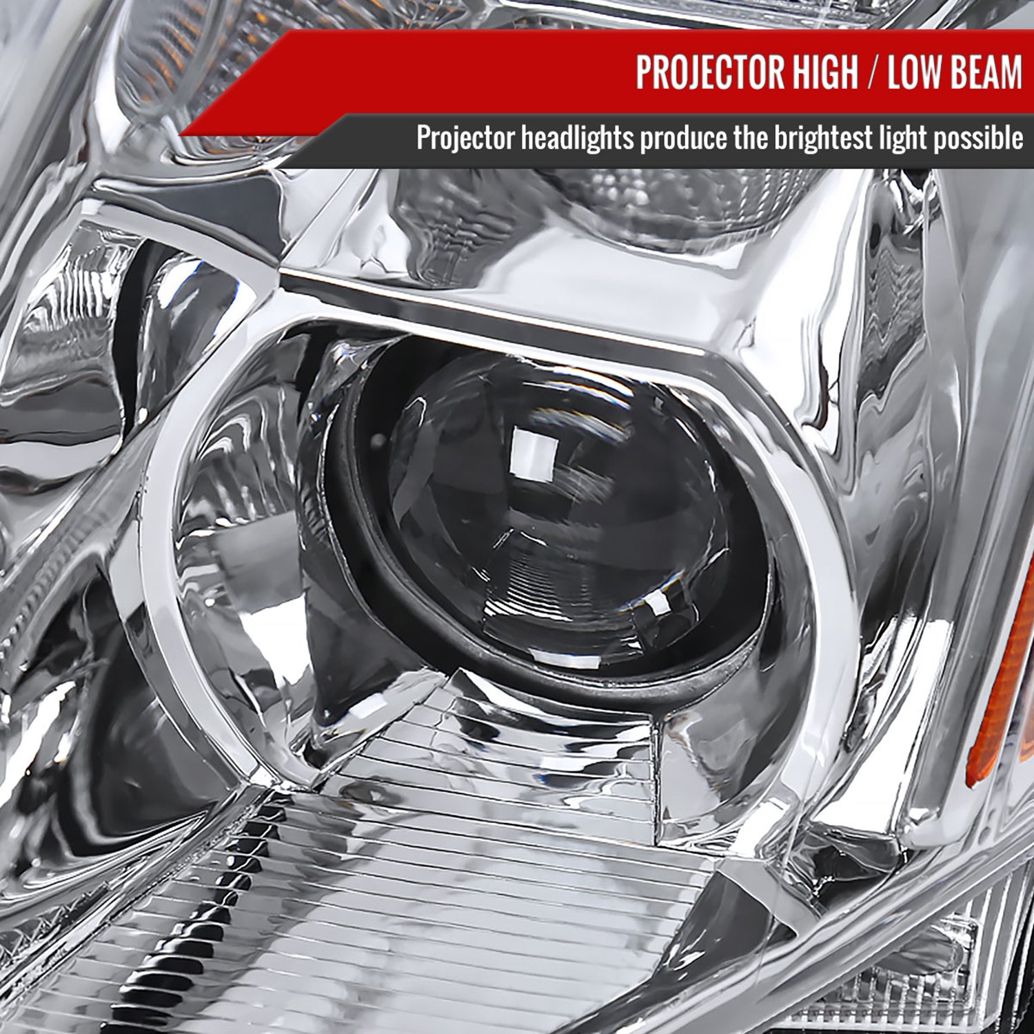 2004-2006 Nissan Maxima Projector Headlights w/ Amber Reflectors Chrome/Clear