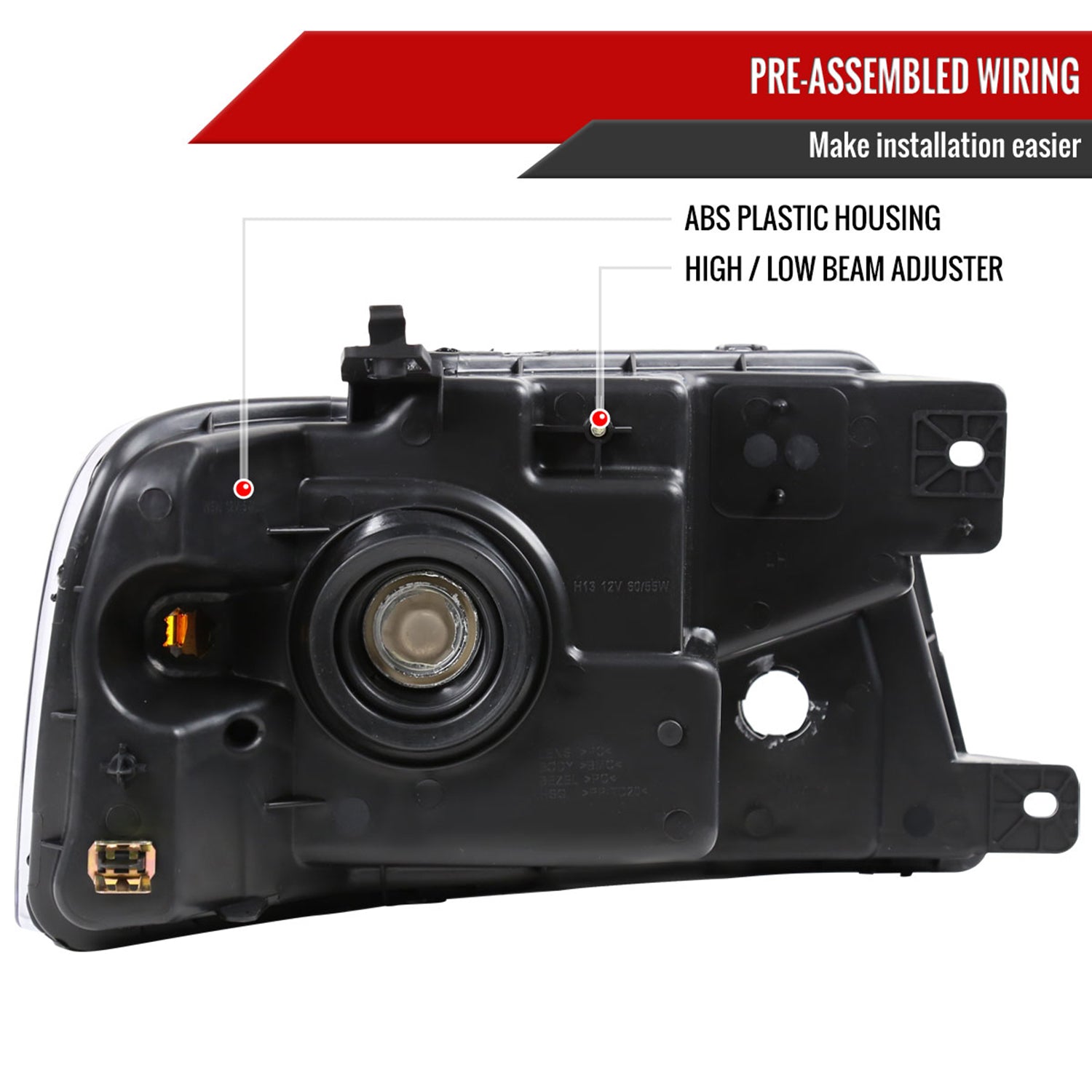 2004-2008 Ford F-150/ Lincoln Mark LT Replacement Headlights Amber & Chrome