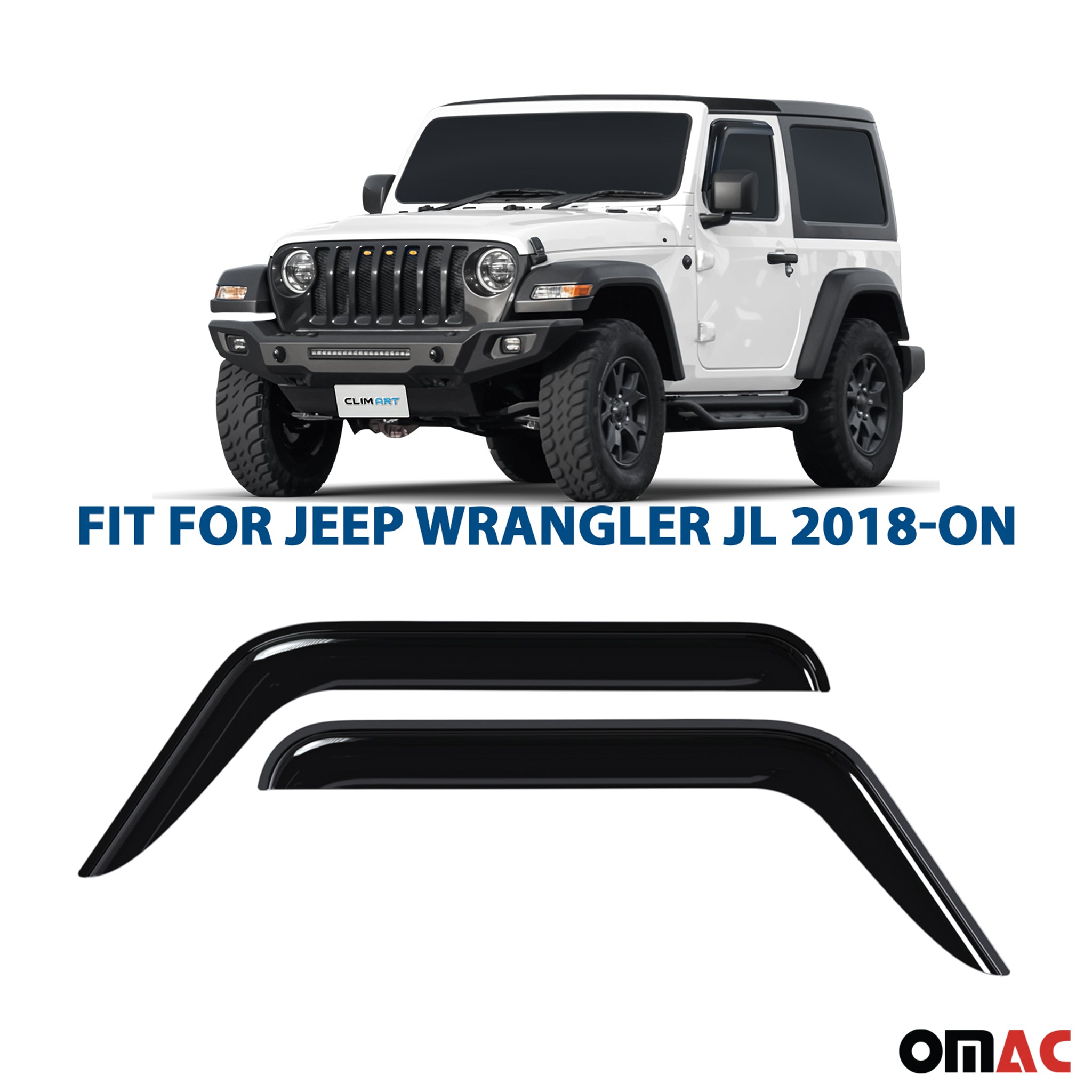 Clim Art Wind Deflectors for Jeep Gladiator 2020-2025 Shatterproof Smoke 2 Pcs