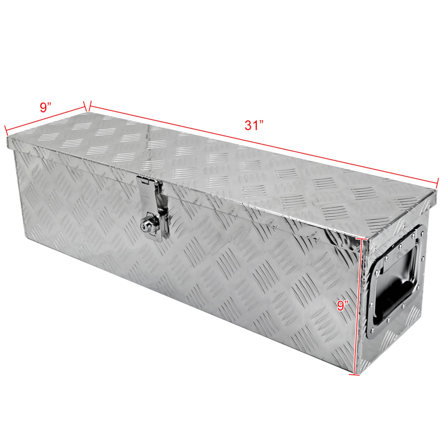 Universal 31" Heavy Duty Silver Aluminum Tool Box w/ Side Handles Lock & Keys
