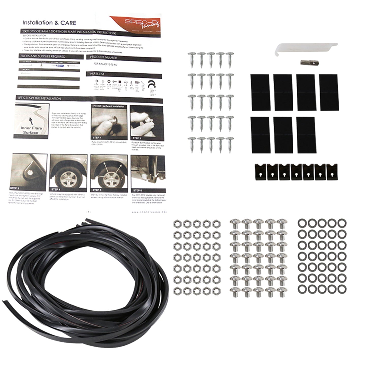 2009-2018 Dodge RAM 1500 / 2019-2021 RAM Classic Textured Rivet Fender Flares