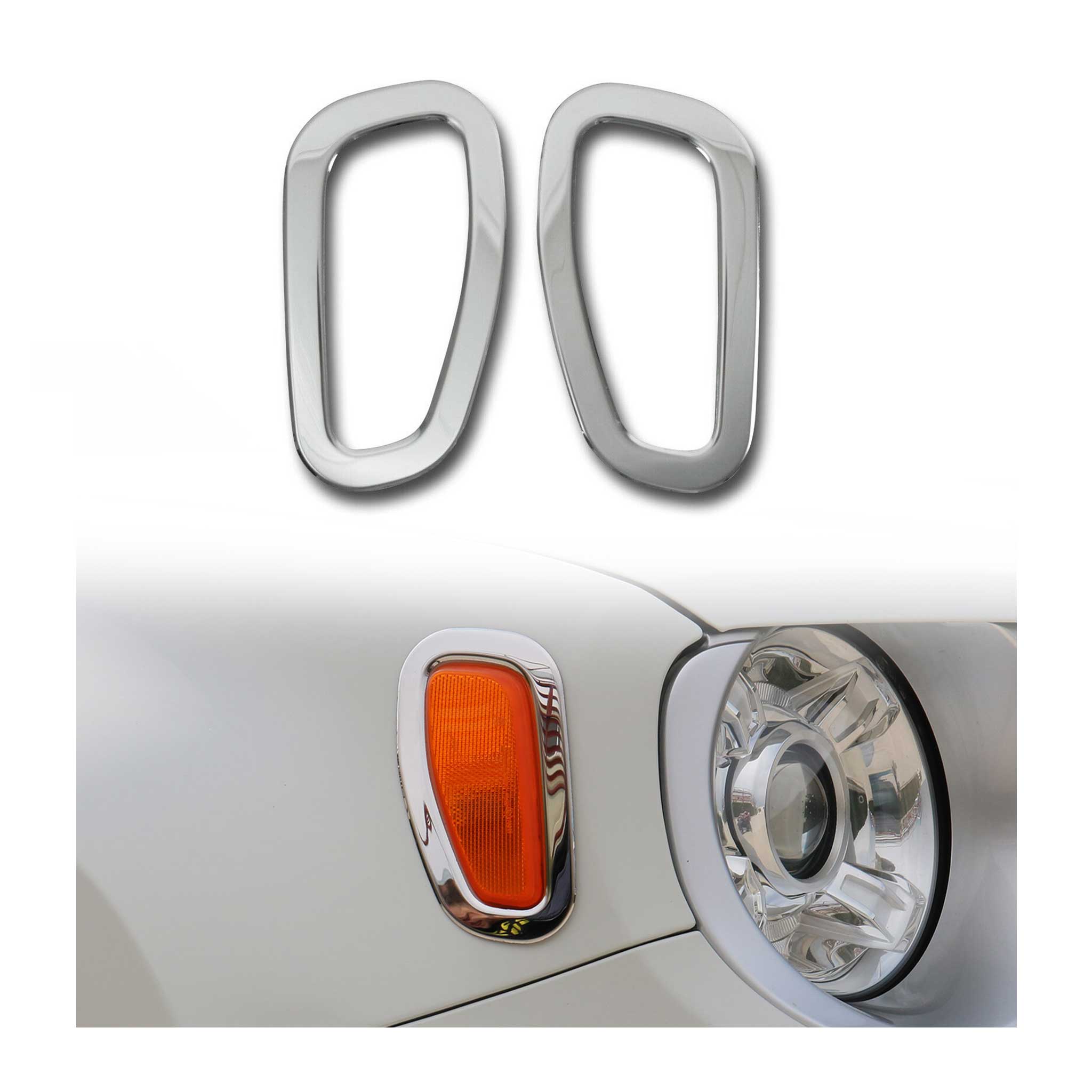 2019-2024 Jeep Renegade Side Indicator Signal Trim Cover Silver Steel 2 Pcs