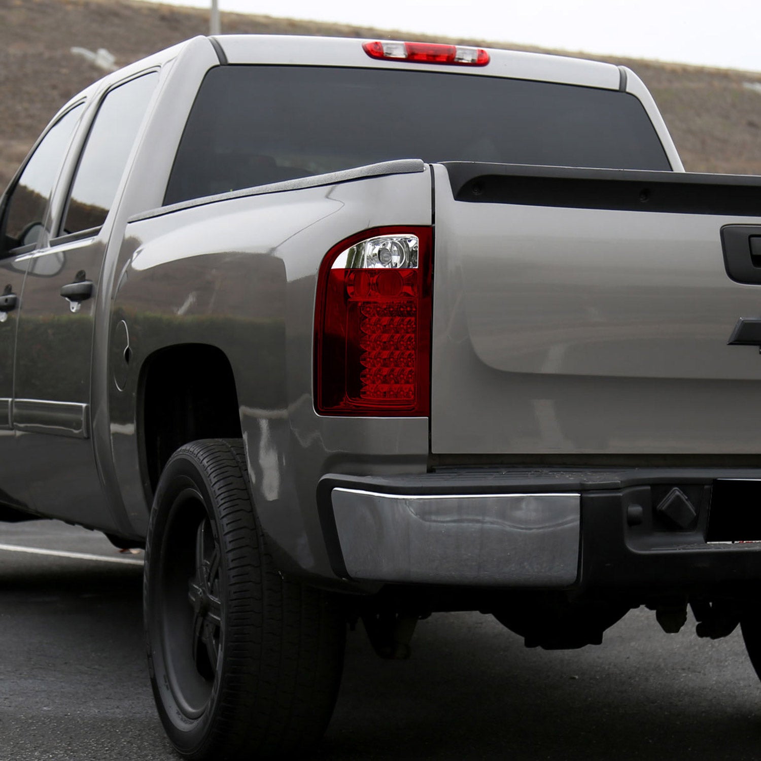 2007-2014 Chevrolet Silverado LED Tail Lights Chrome Housing/Red Lens
