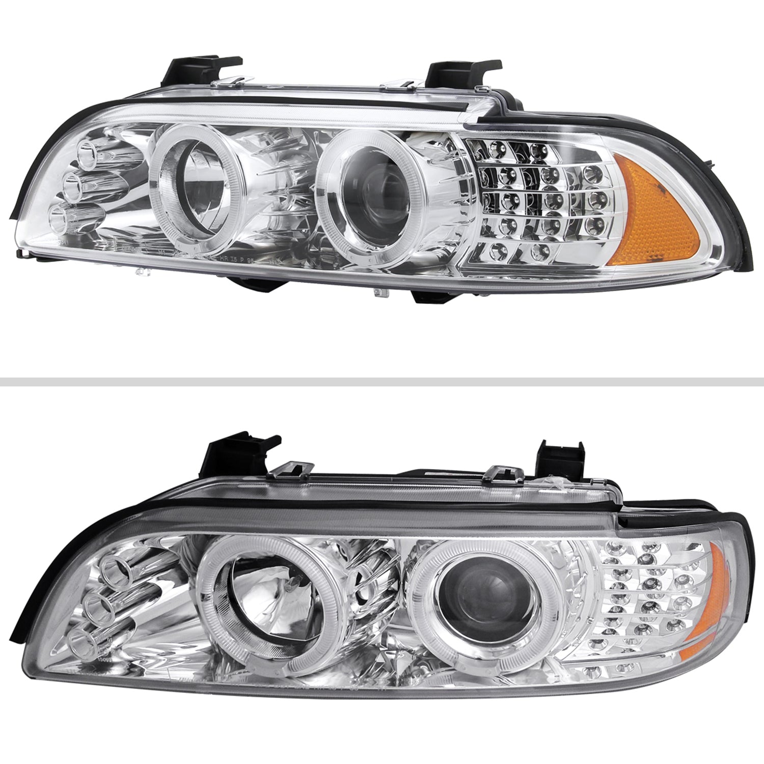 2001-2003 BMW E39 5 Series Dual Halo Headlights LED Signal Lights Chrome