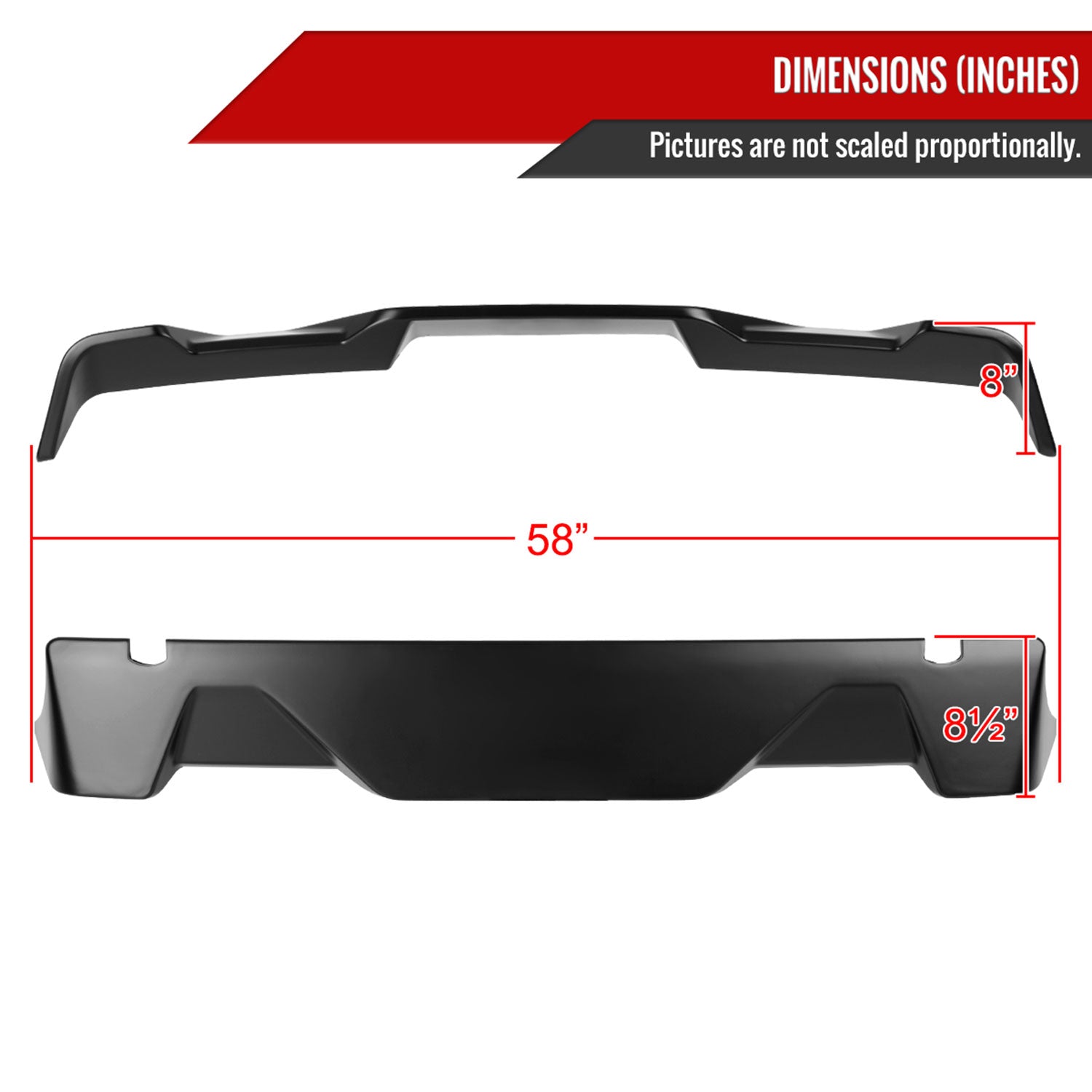 2015-2020 Ford F-150 1PC Rear Roof Matte Black Truck Spoiler Wing