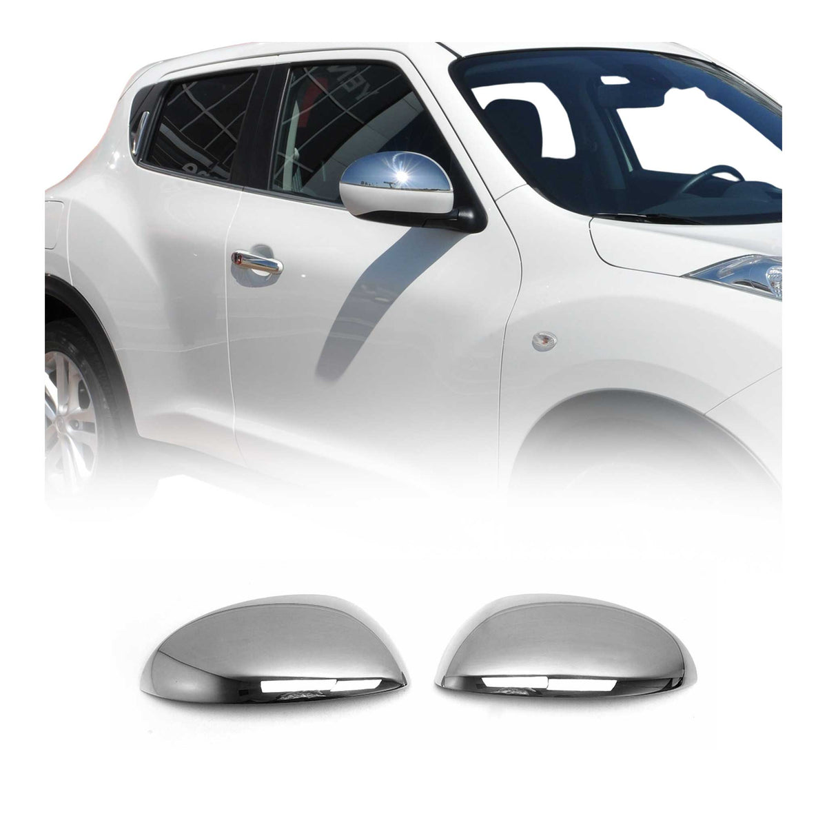 2011-2014 Nissan Juke Side Mirror Cover Caps Stainless Steel Silver 2 Pcs