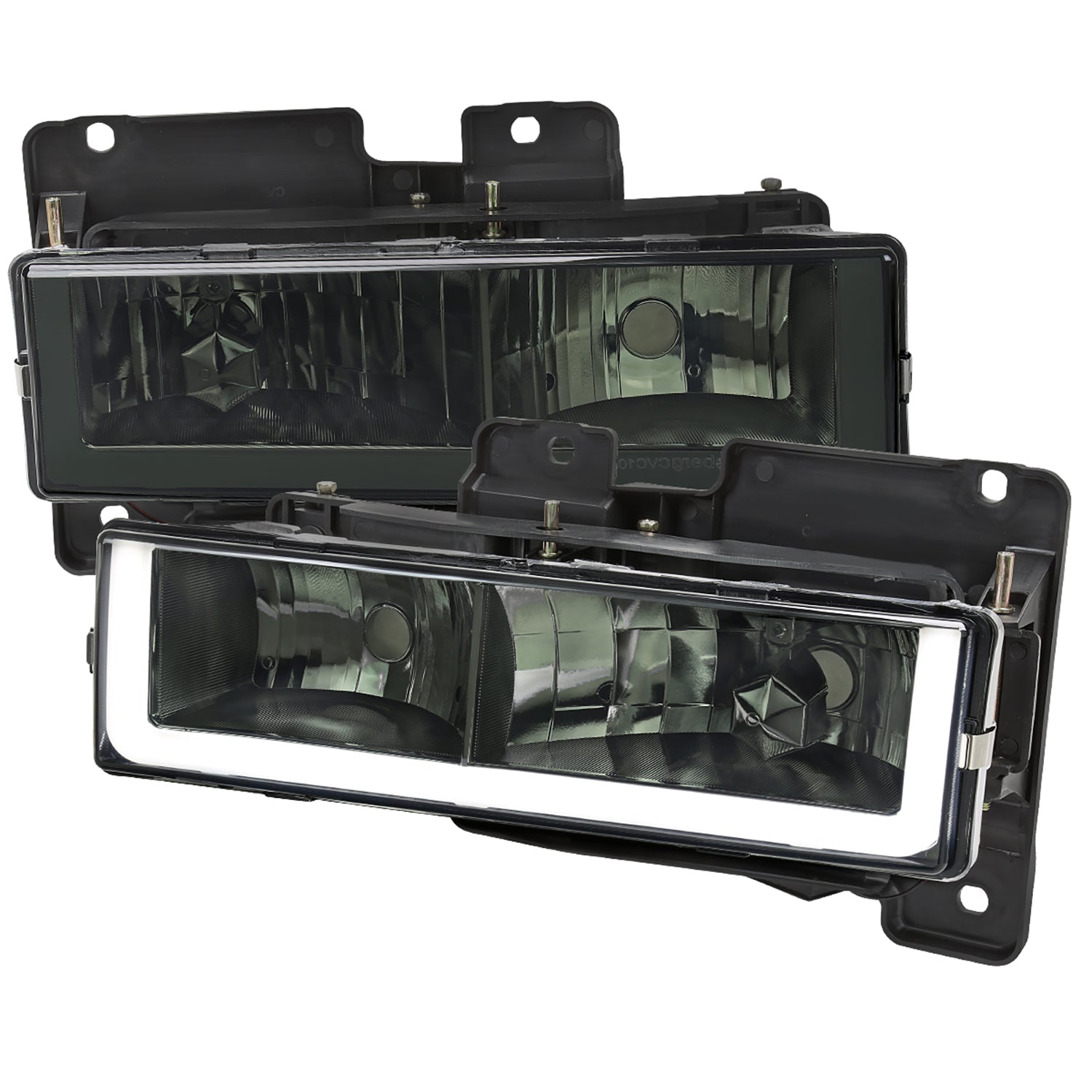 1988-1998 Chevy C10/Tahoe/Sierra/Yukon/Suburban LED Headlights Chrome Smoke