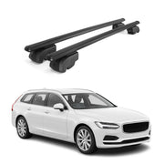 Roof Rack Cross Bars Luggage Carrier for Volvo V90 2017-2021 Aluminium Black 2x