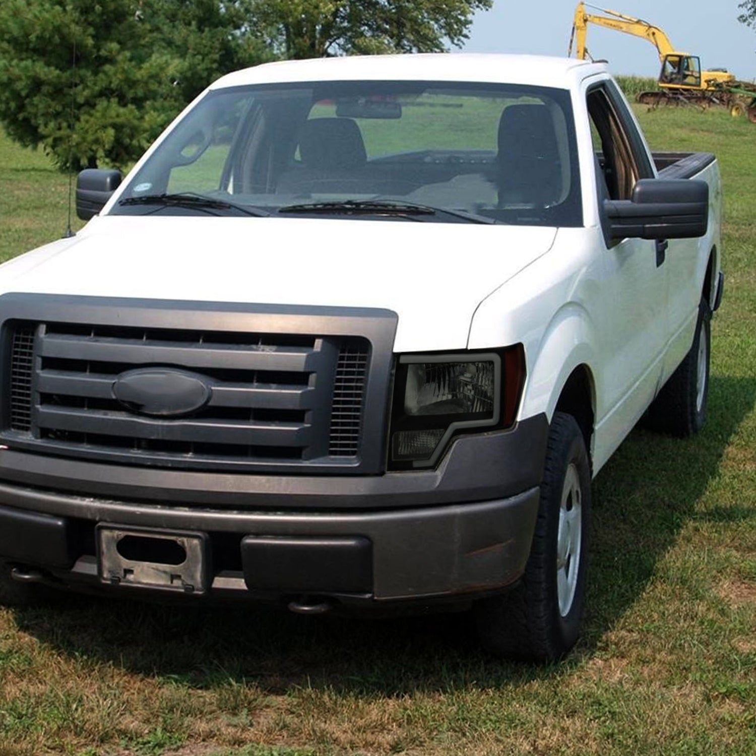 2009-2014 Ford F-150 LED Bar Factory Headlights Amber Reflectors Black/Smoke