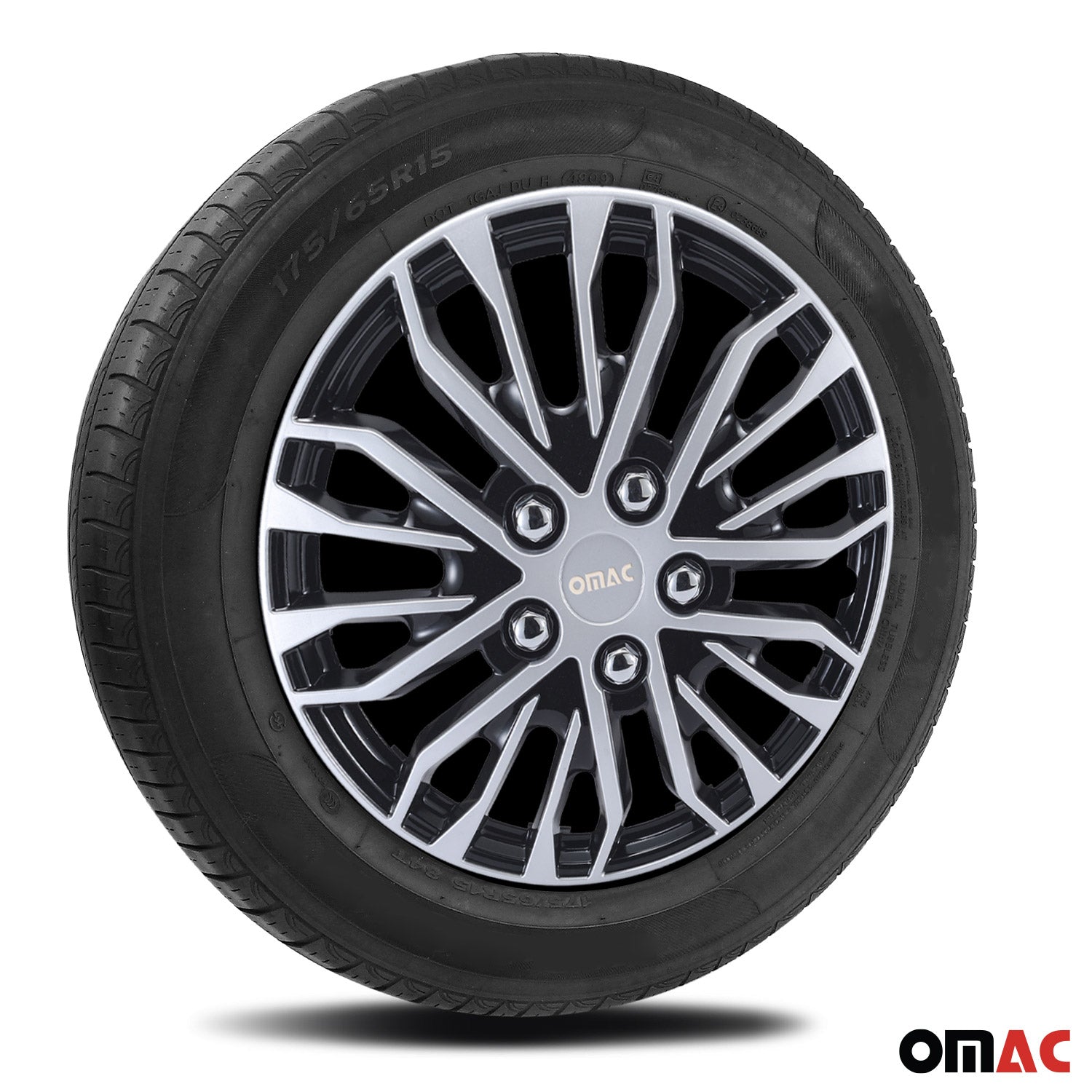 Rimini Hub Caps Wheel Cover 15" Grey & Black Full Set 4 pcs.