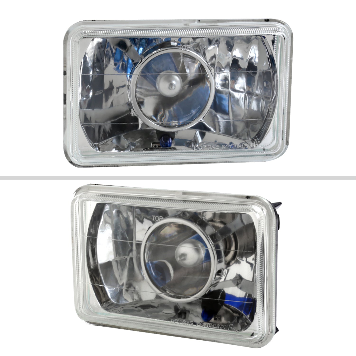 Universal 4"x6" H4 Projector Headlights Chrome Housing/Glass Lens