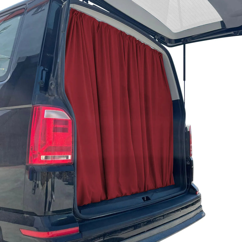 Ford E-Series Trunk Tailgate Curtains Red 2 Privacy Curtains