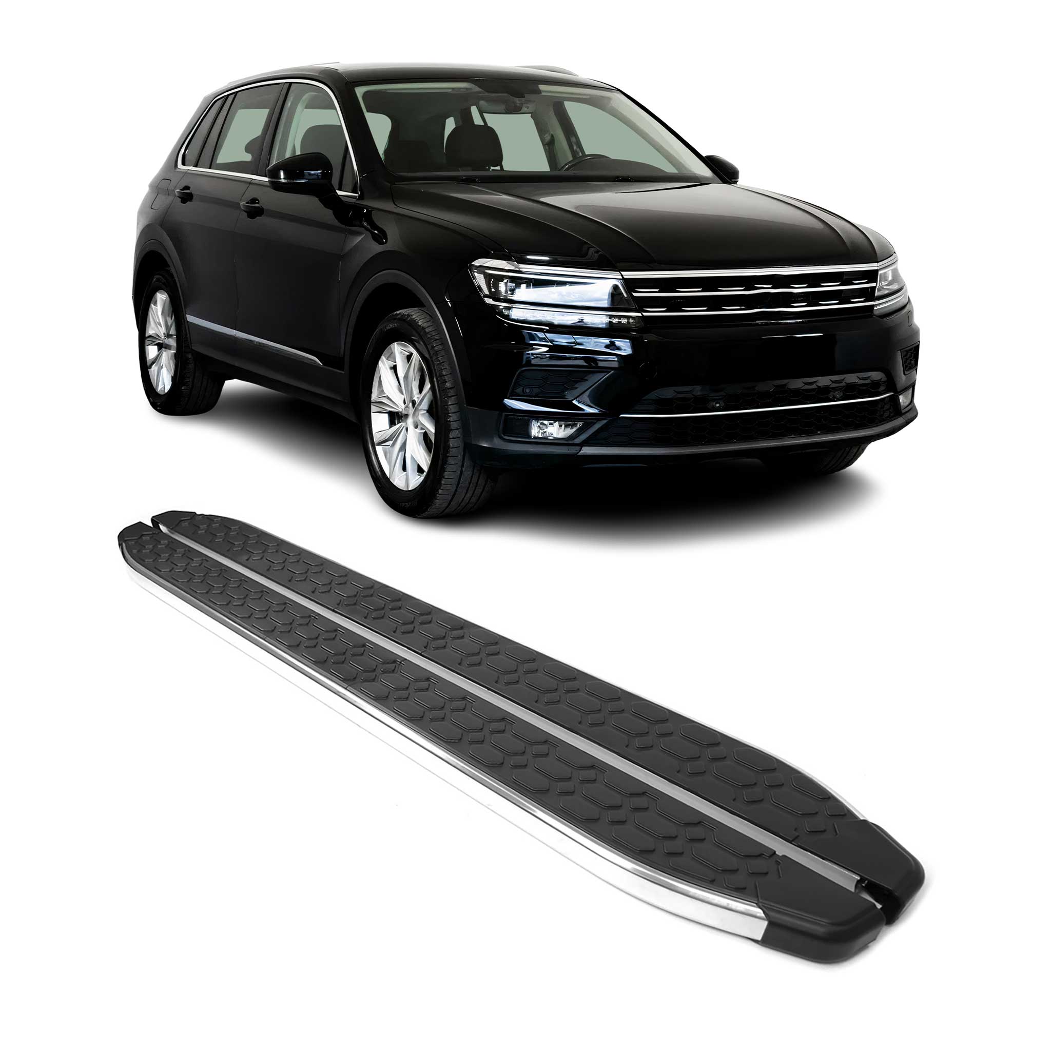 Side Step Running Board for Volkswagen Tiguan 2018-2024 Steel Gray Black 2x