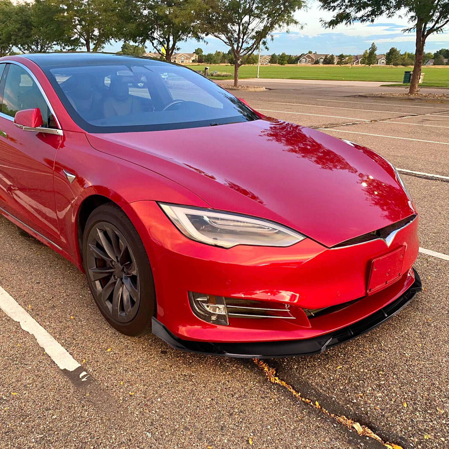 2016-2020 Tesla Model S Glossy Black 3Pcs Front Bumper Lip Splitter Kit