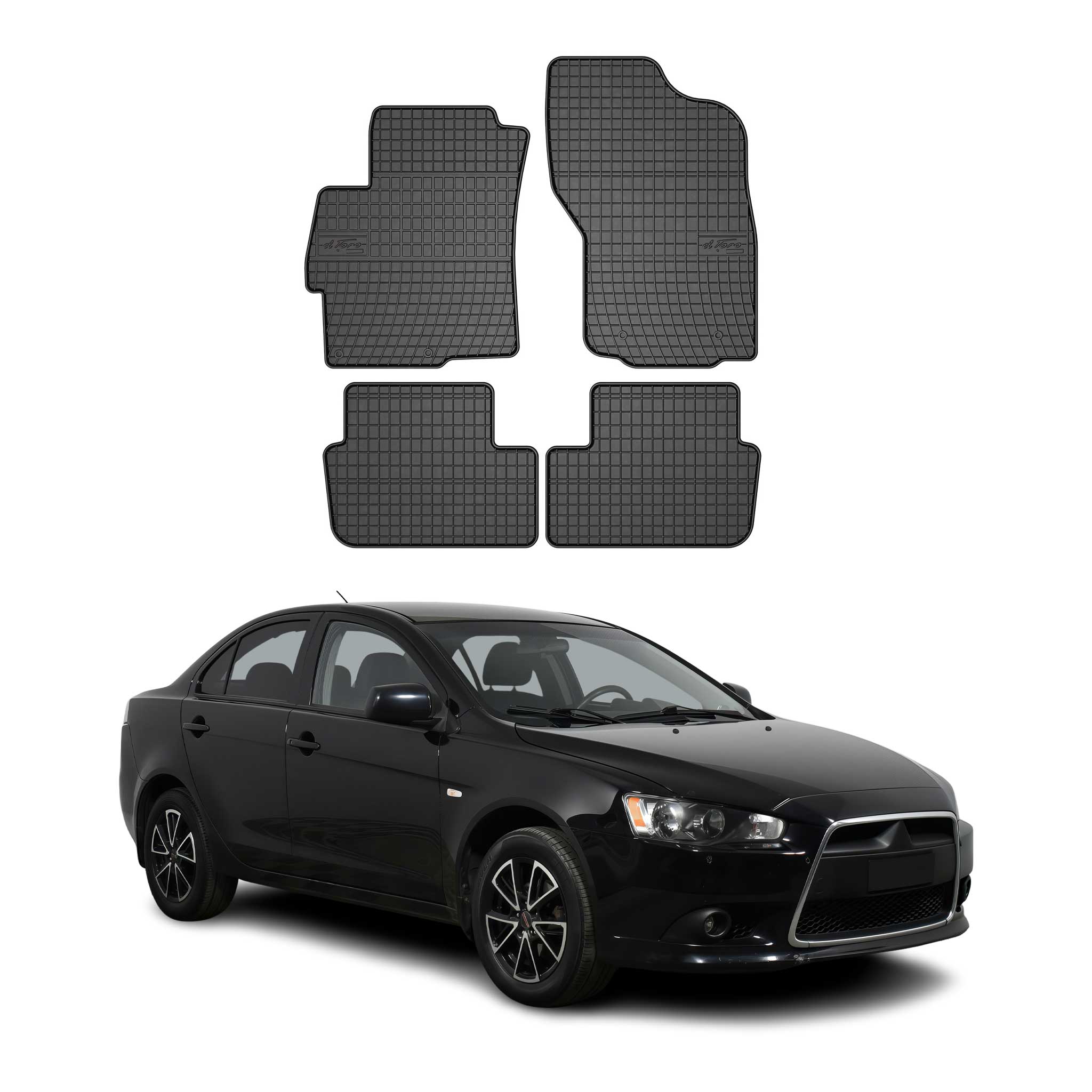 2008-2017 Mitsubishi Lancer Floor Mats Liners Full Set All Weather Rubber Black